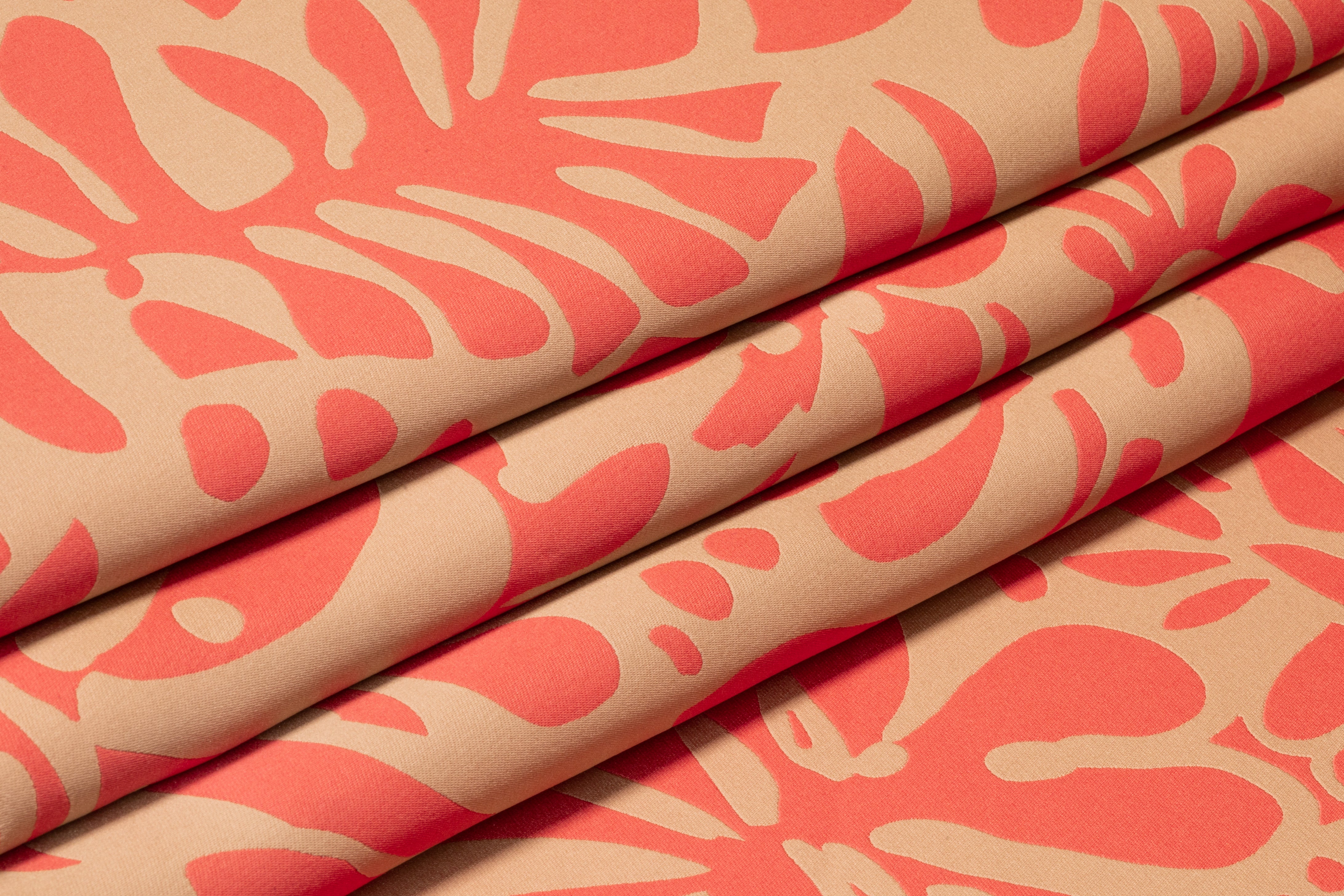 Carnet - Floral Double Faced Italian Silk Blend Brocade - Coral Pink / Beige