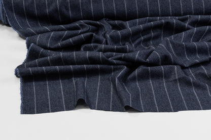 Striped Poly Wool Suiting - Blue / Gray