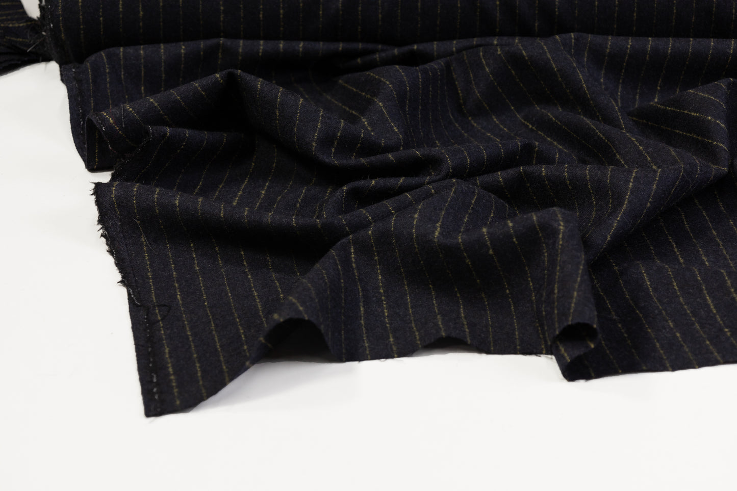 Striped Italian Wool Flannel Suiting - Navy / Lime Green