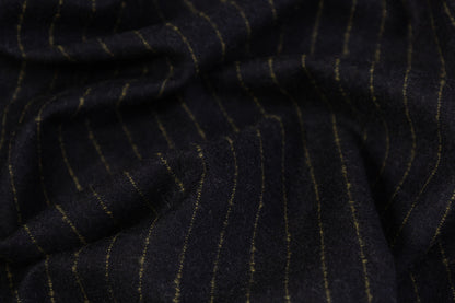 Striped Italian Wool Flannel Suiting - Navy / Lime Green