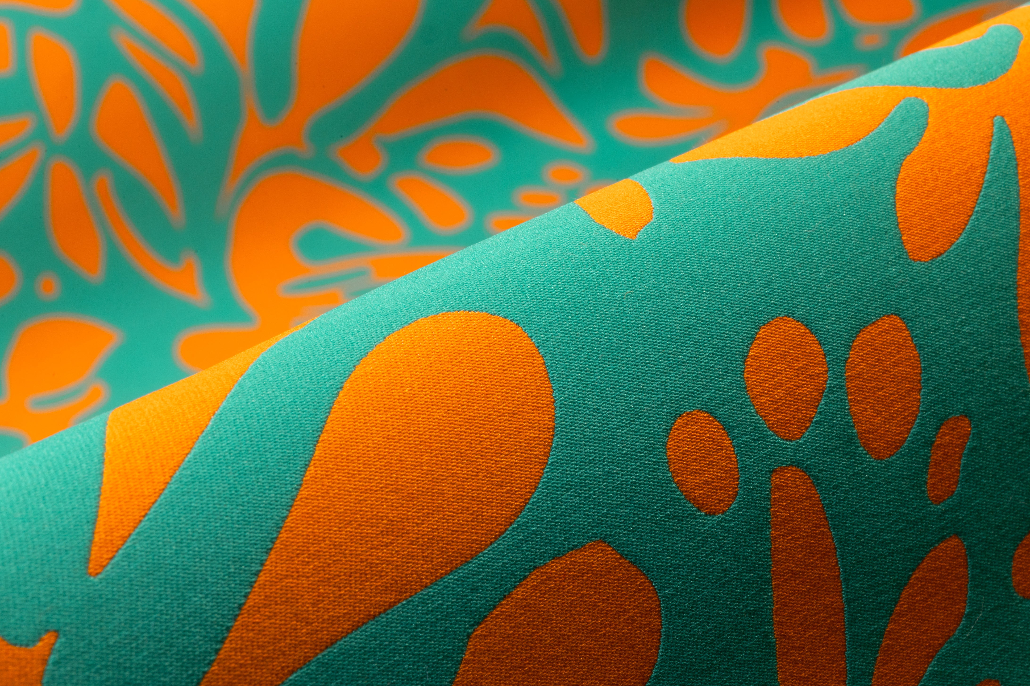 Carnet - Floral Double Faced Italian Silk Blend Brocade - Turquoise / Orange