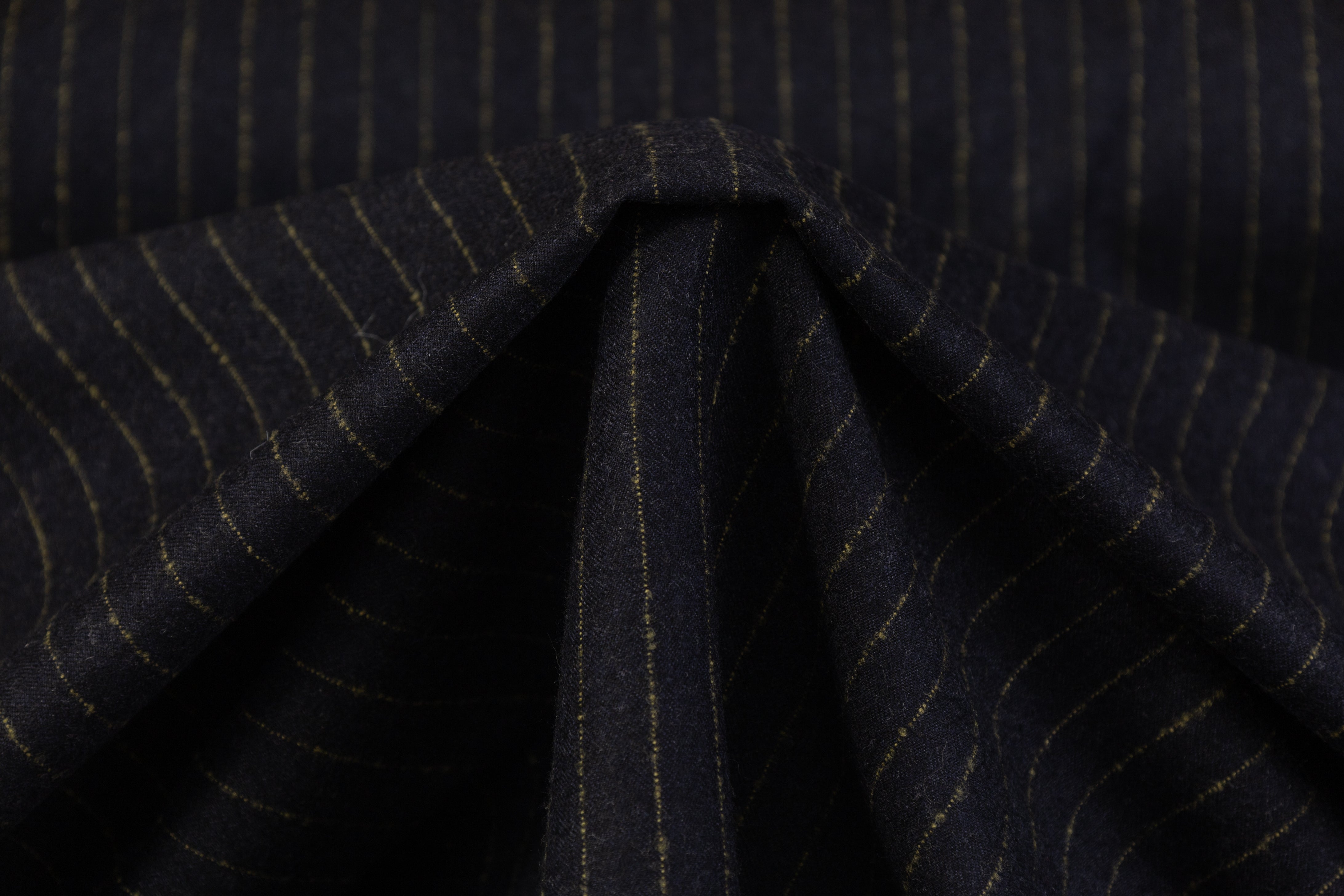 Striped Italian Wool Flannel Suiting - Navy / Lime Green