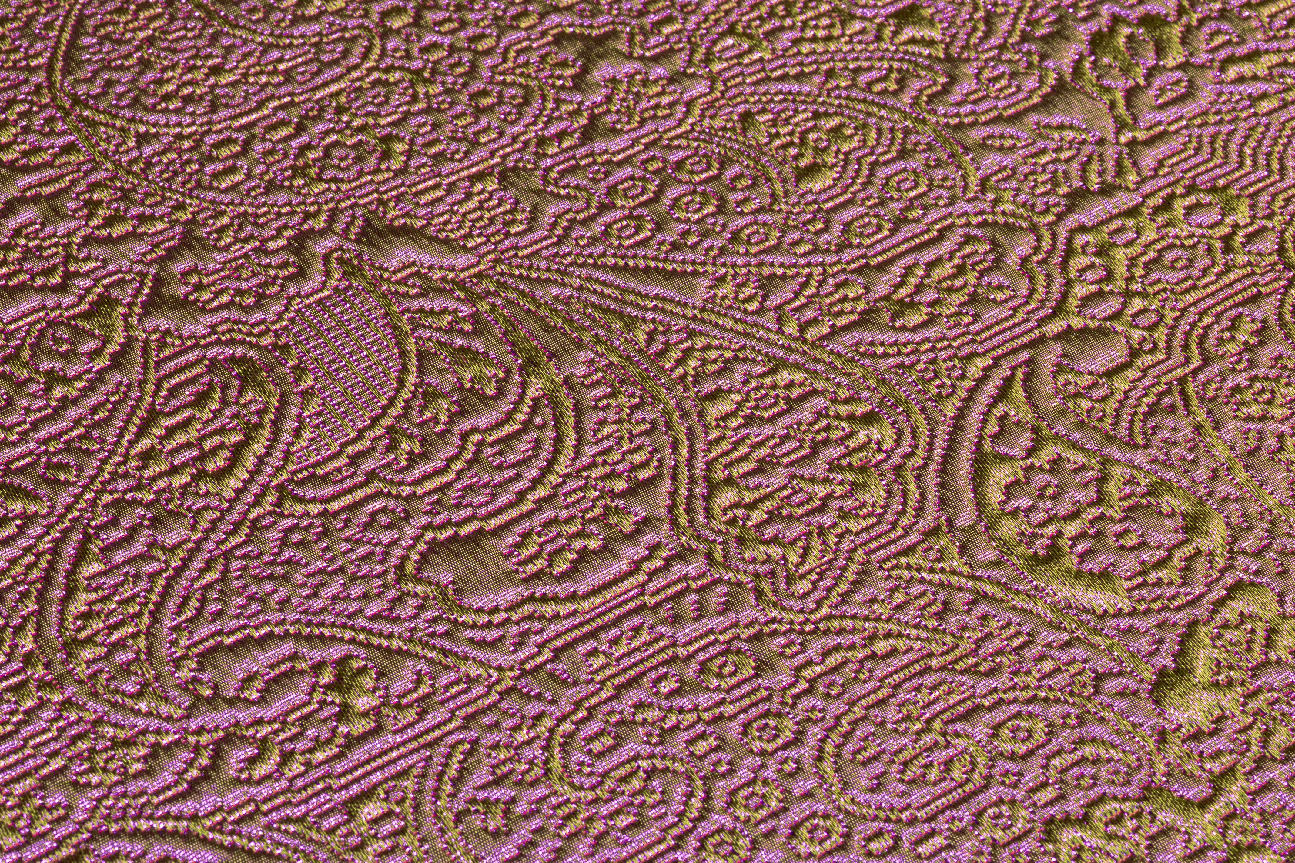 Iridescent Paisley Italian Matelassé Brocade - Green / Fucshia
