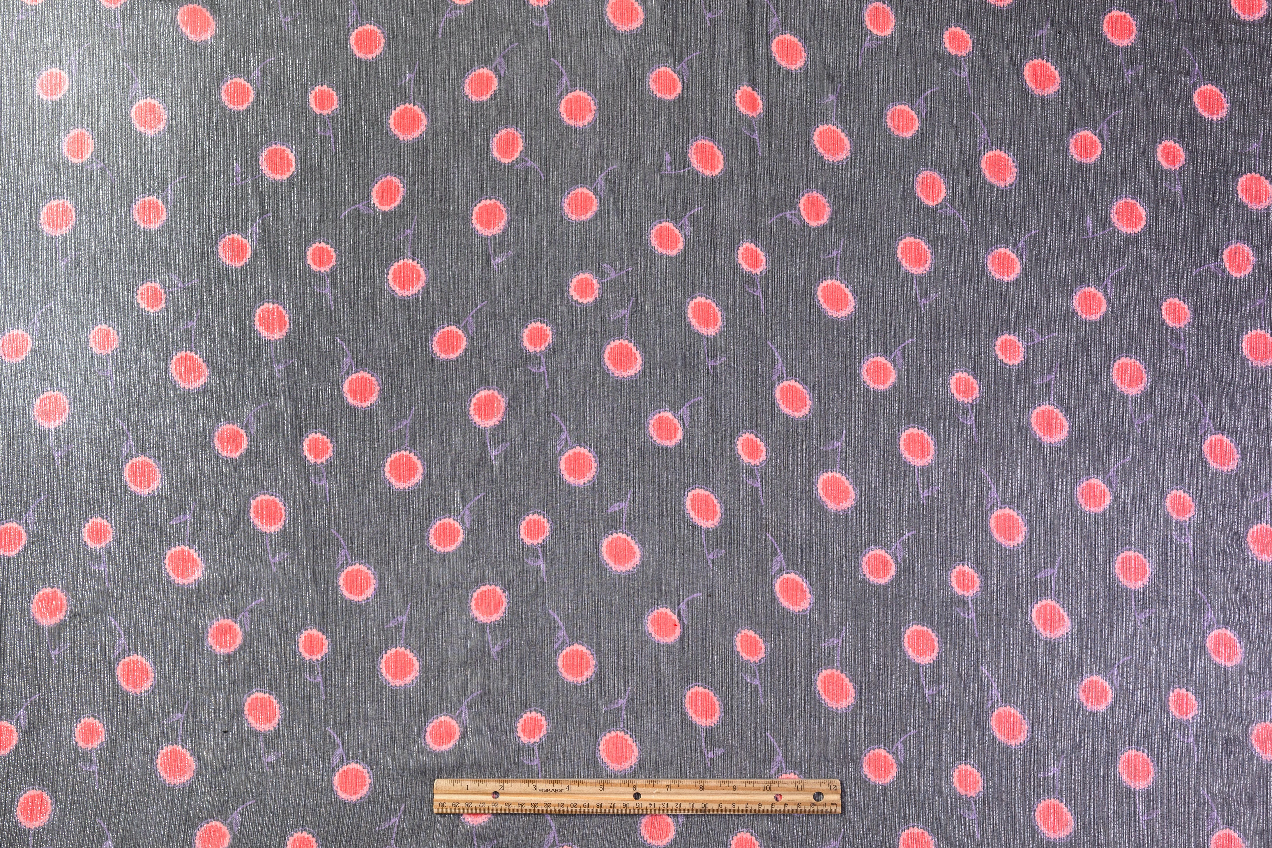 Metallic Silk Chiffon - Black / Red