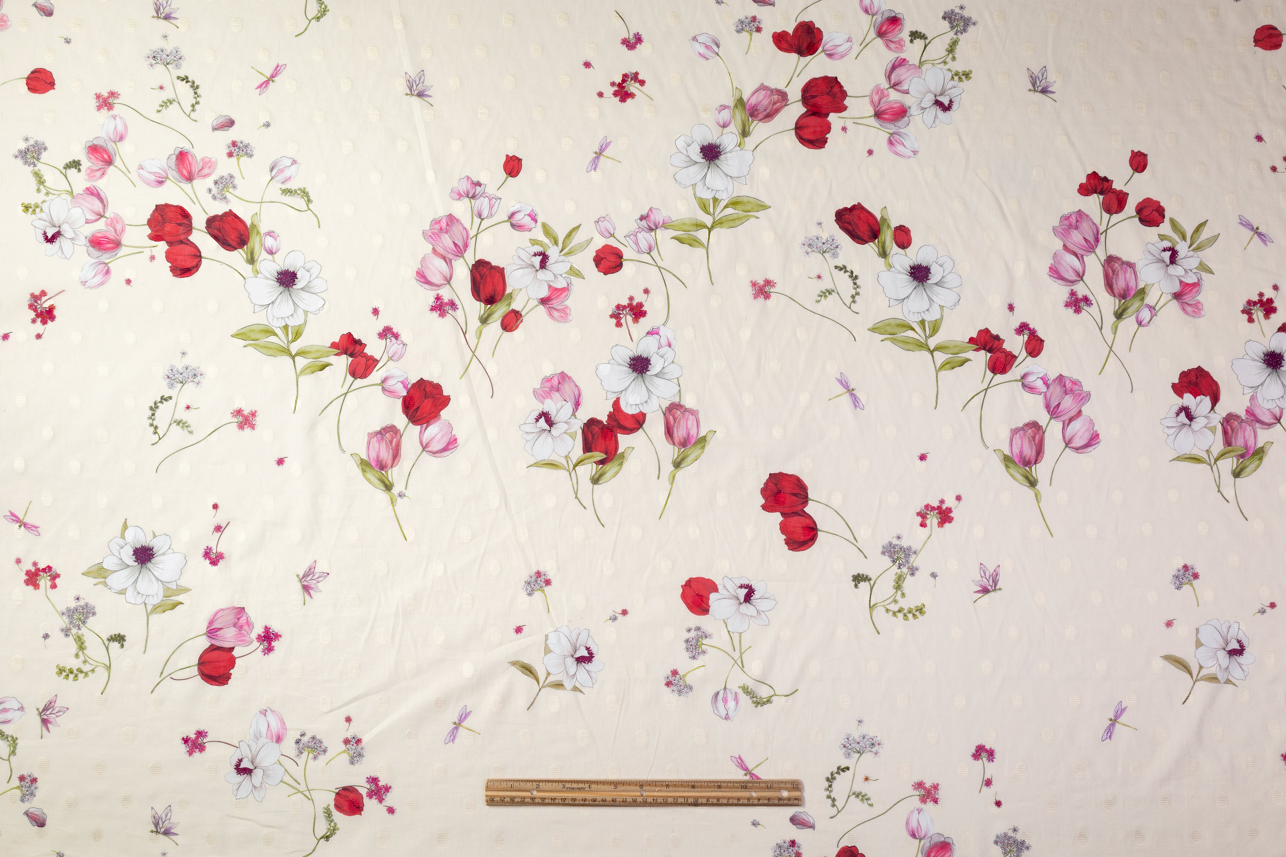 Floral Italian Cotton Voile Fil Coupé - Ivory