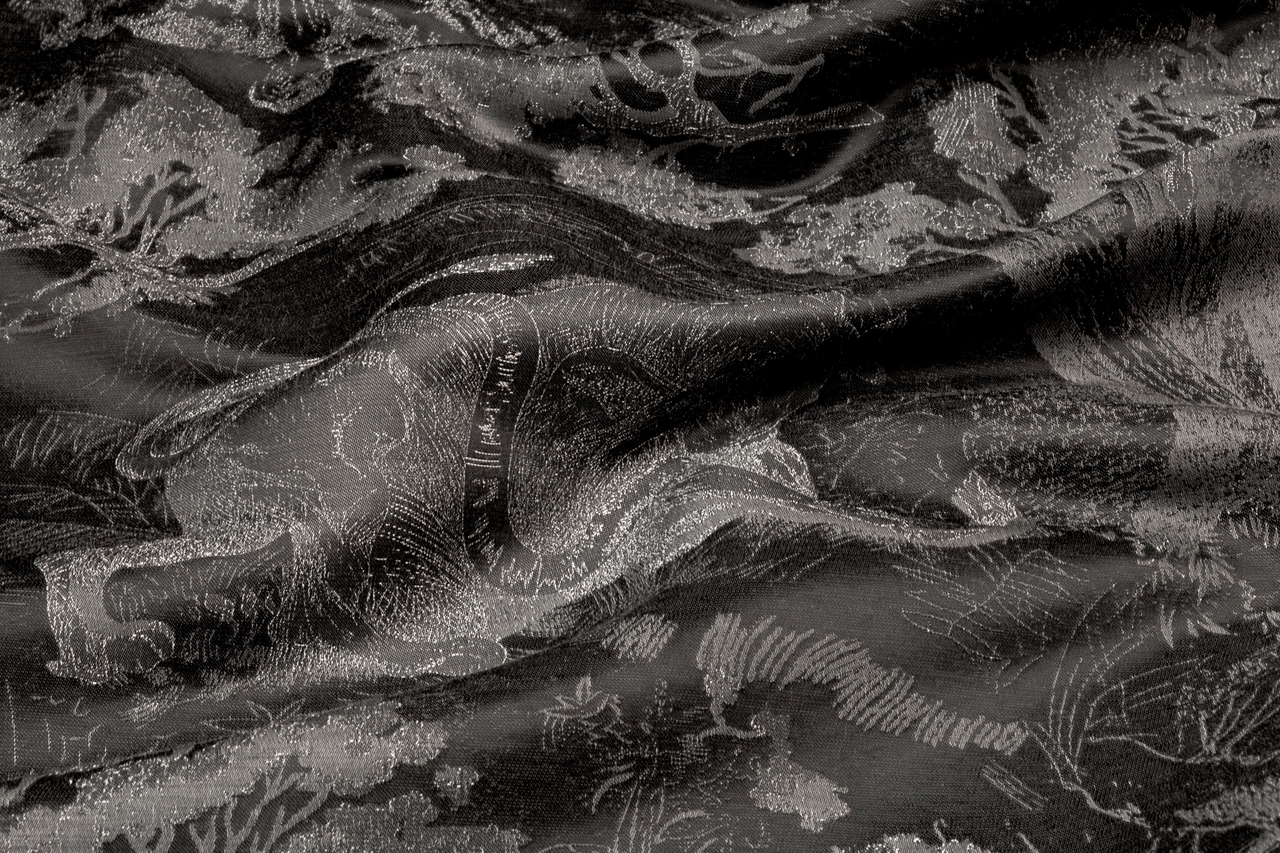 Jungle Toile Italian Brocade - Charcoal Gray