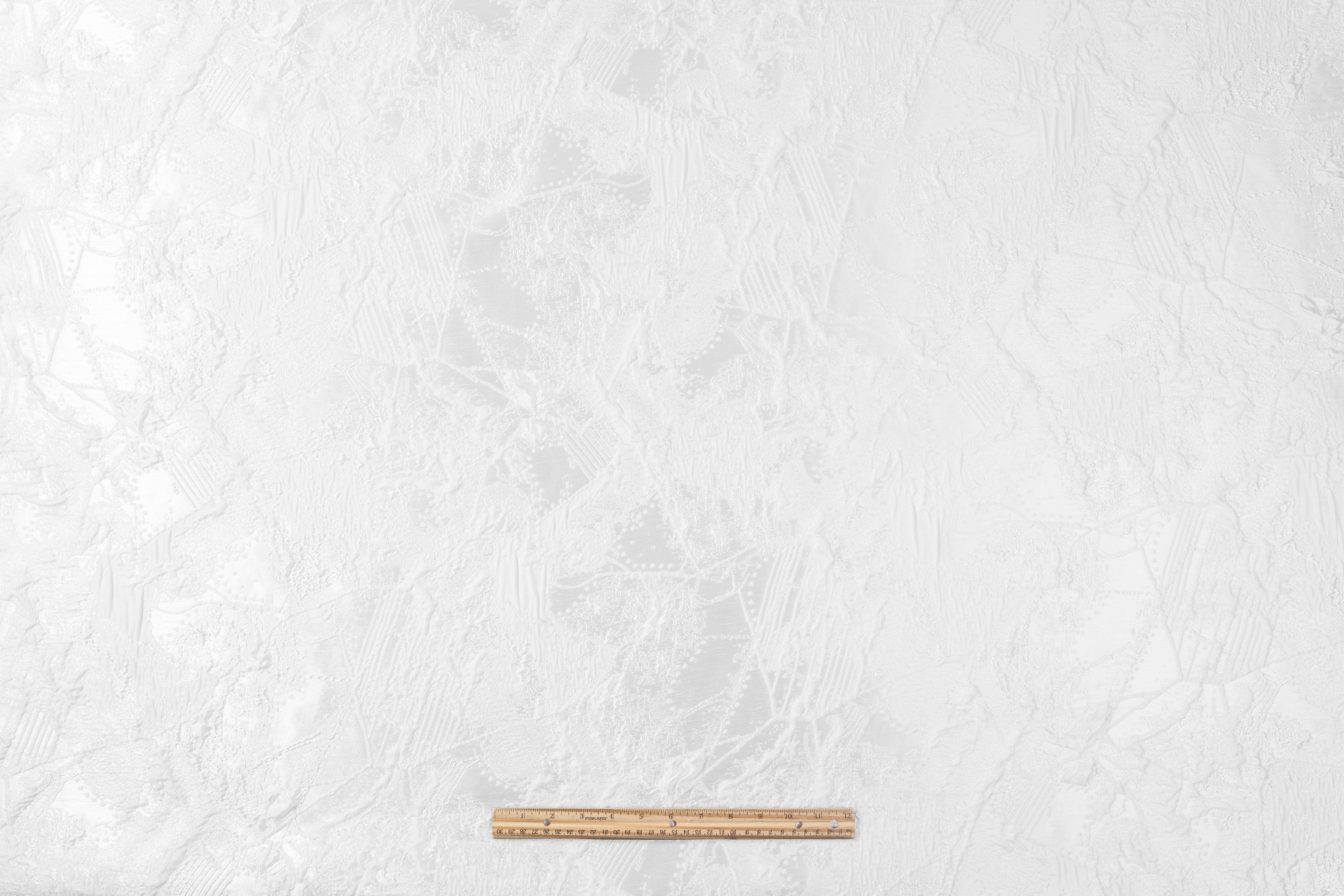 Abstract Metallic Cloqué Brocade - White