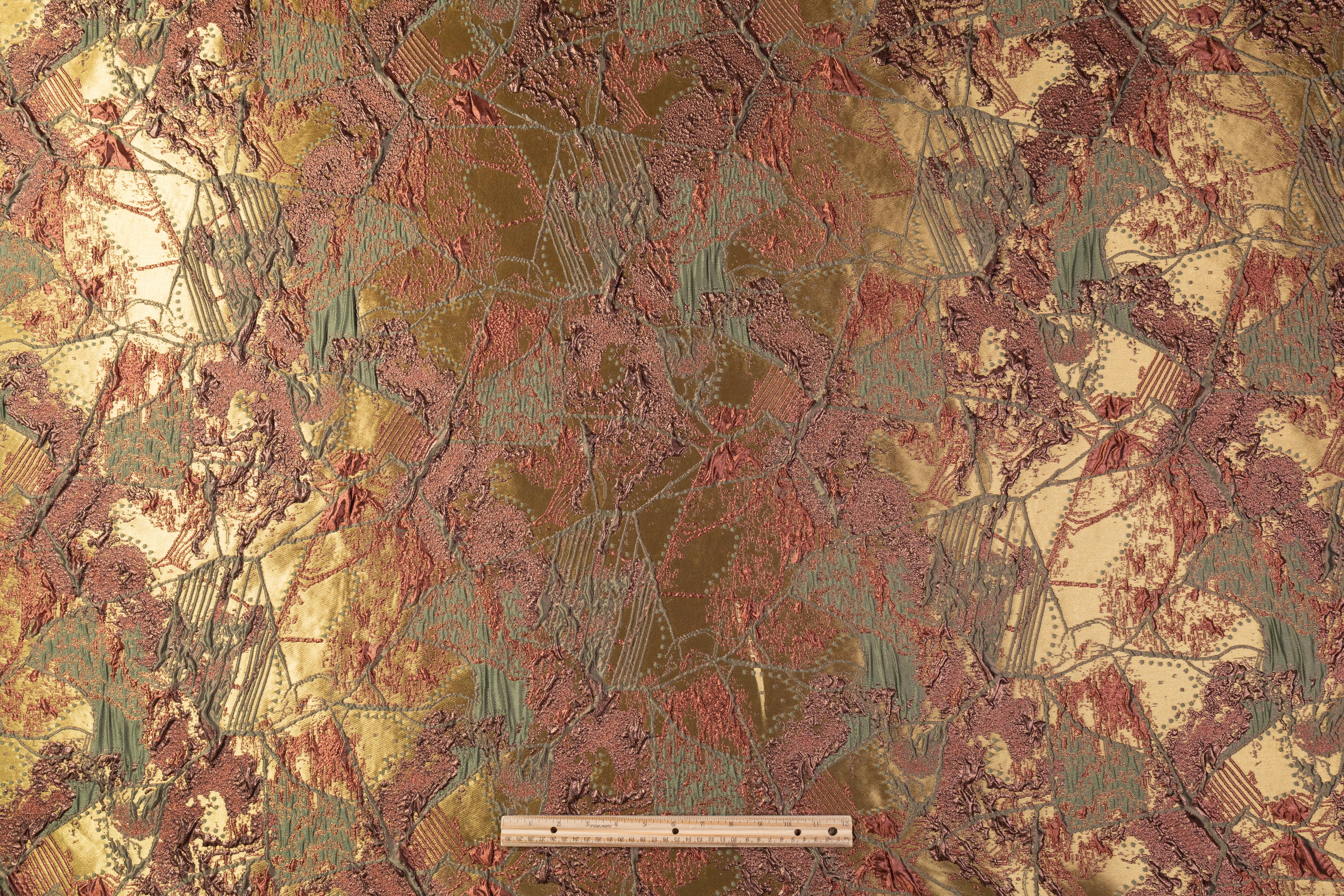 Abstract Metallic Cloqué Brocade - Brass / Brown