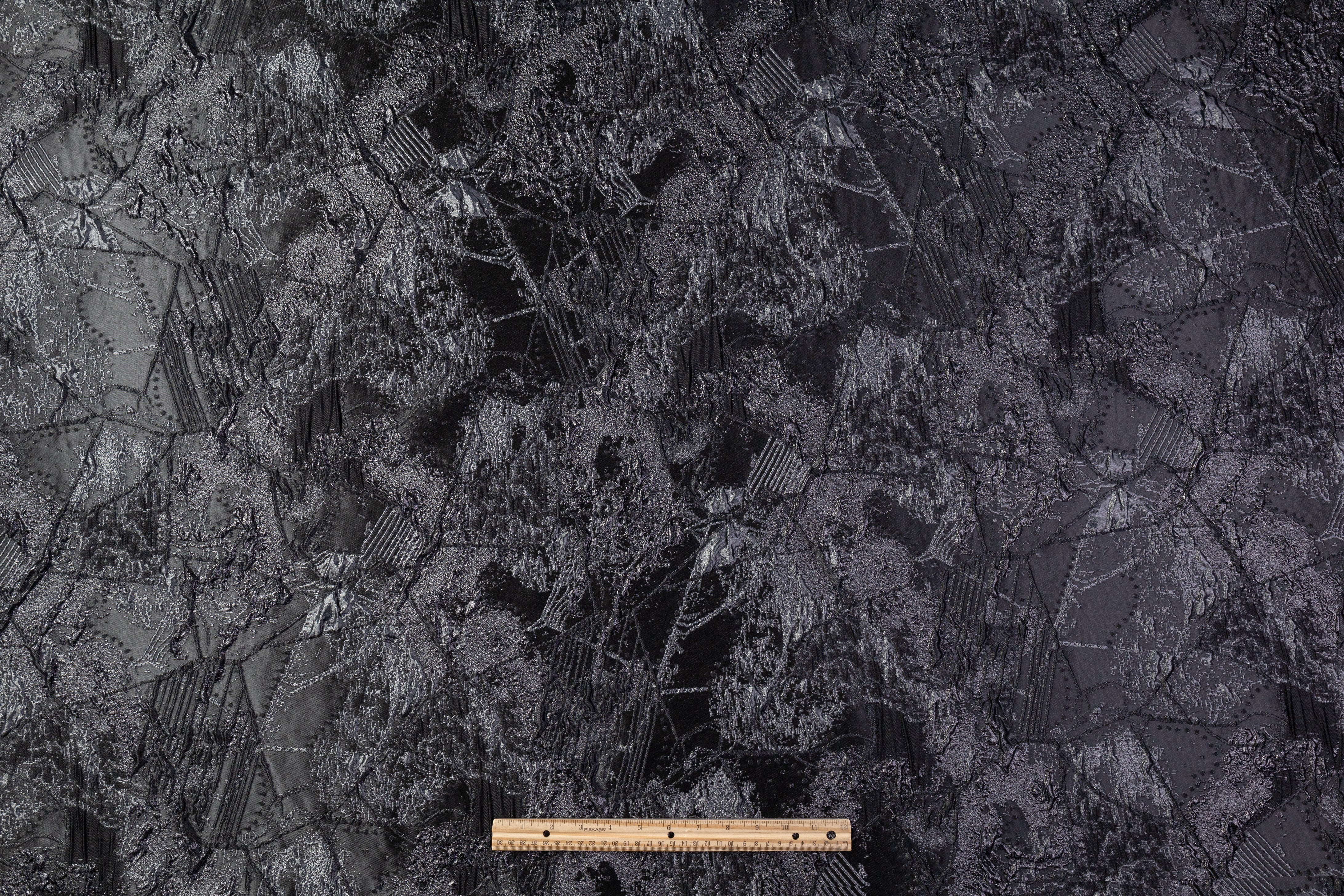 Abstract Metallic Cloqué Brocade - Black