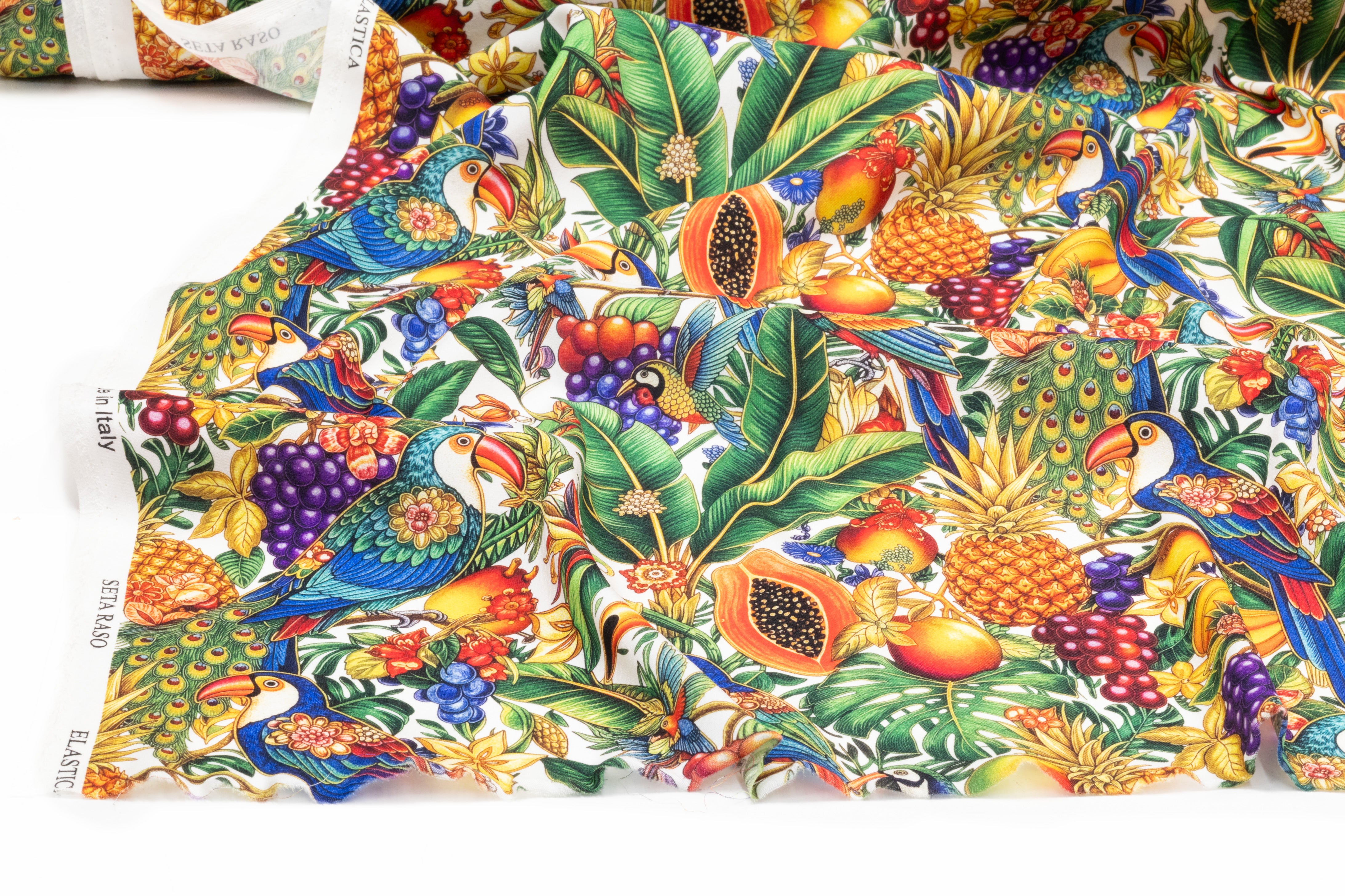 Tropical Fruits Italian Silk Charmeuse - Multicolor