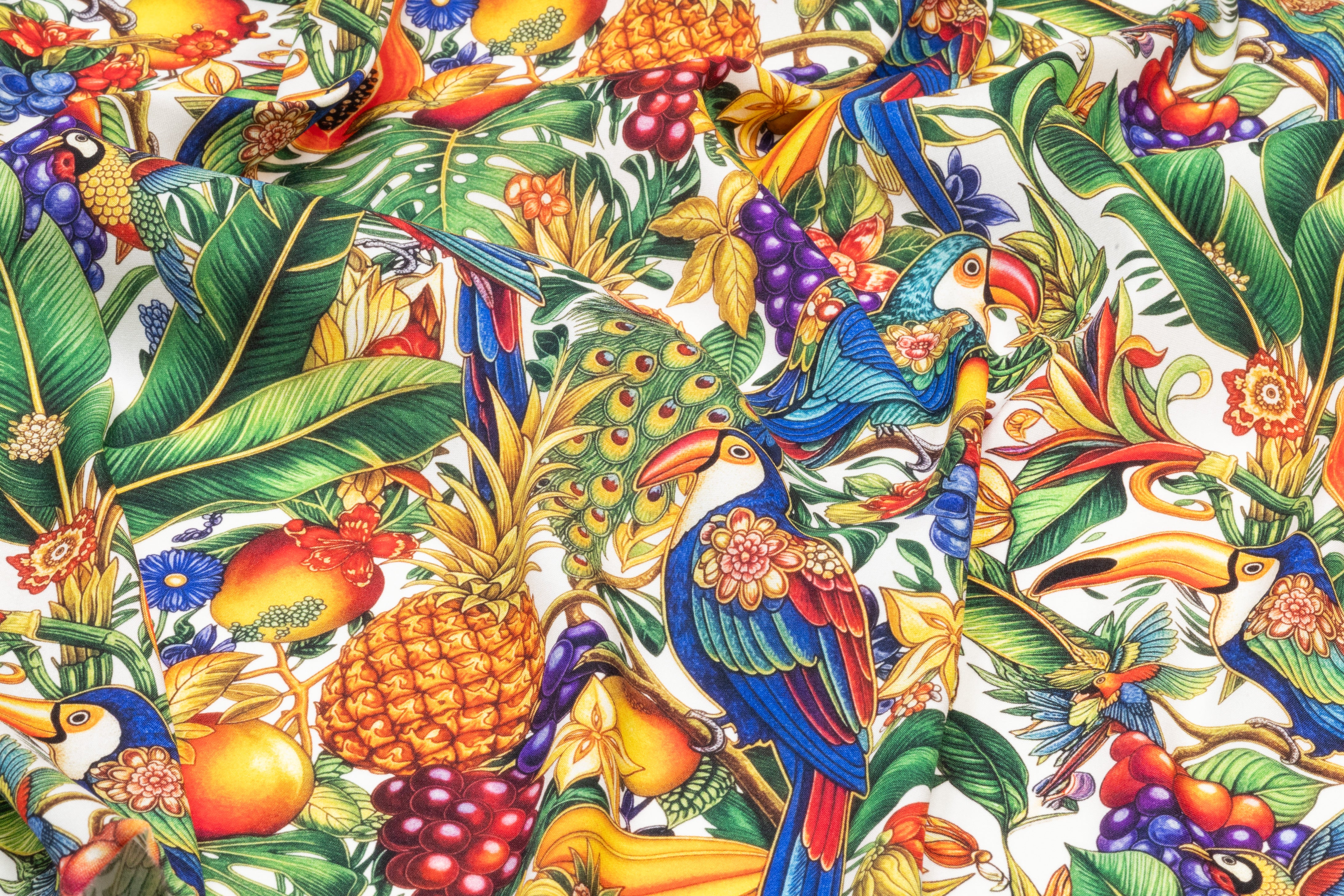 Tropical Fruits Italian Silk Charmeuse - Multicolor
