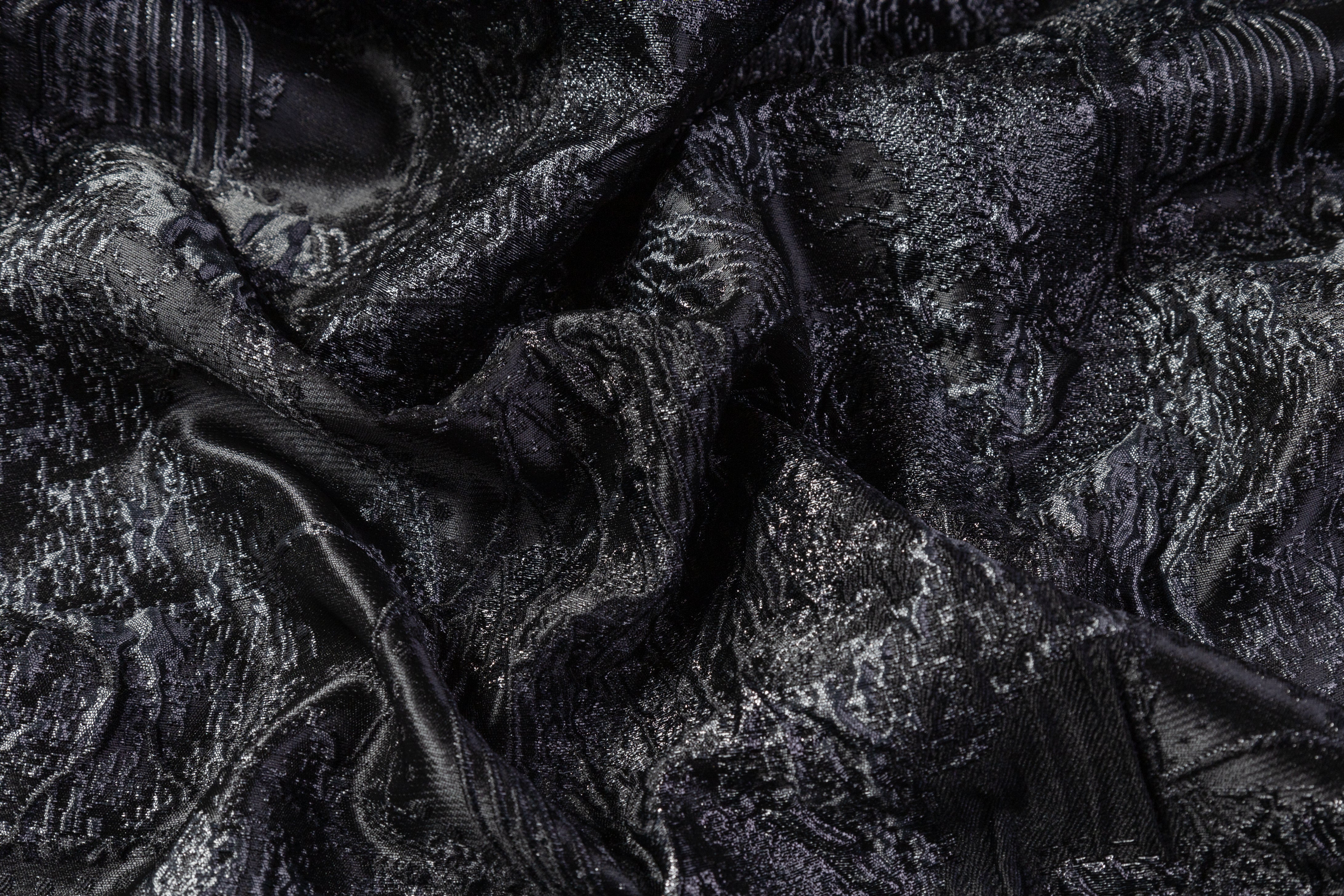 Abstract Metallic Cloqué Brocade - Black