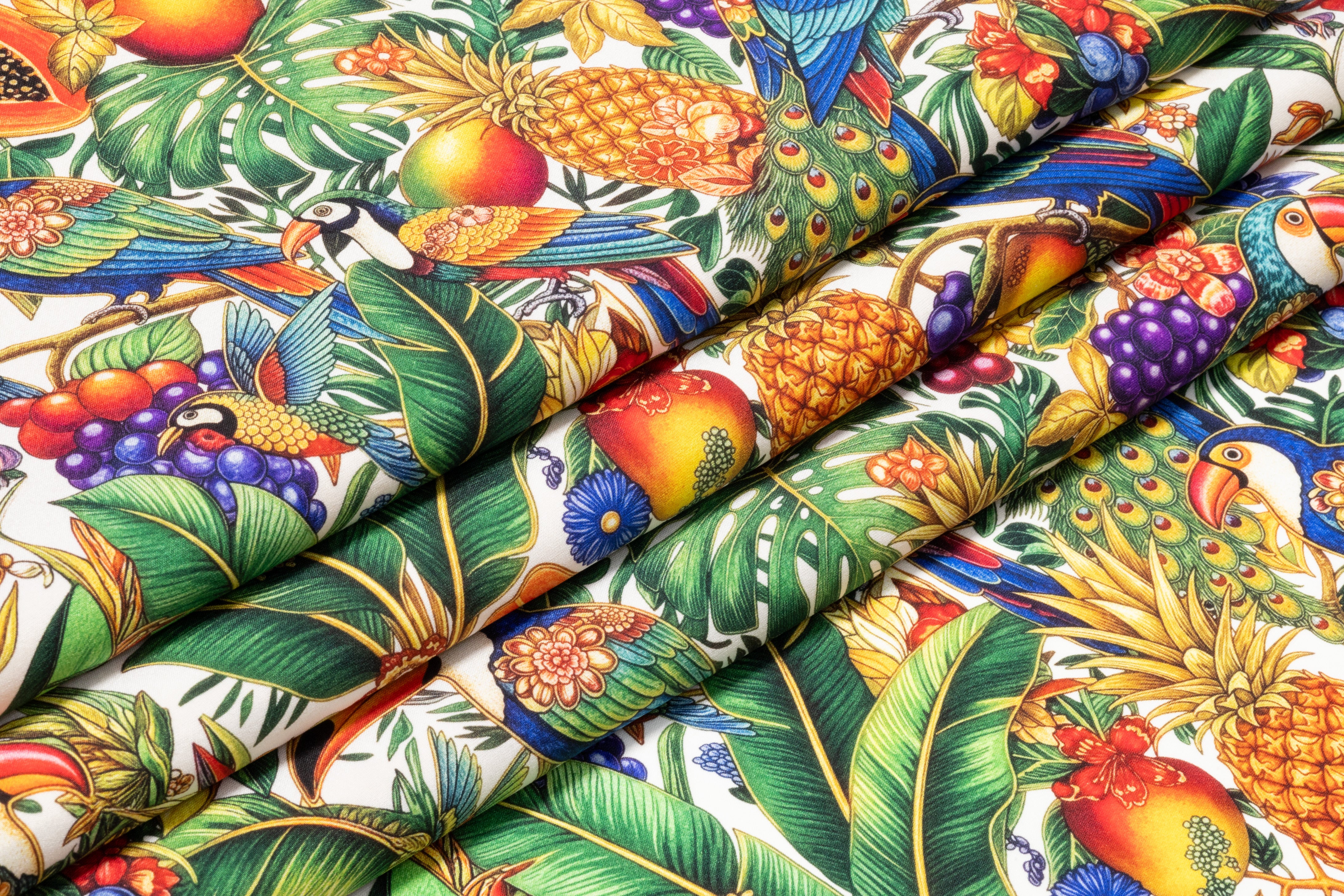 Tropical Fruits Italian Silk Charmeuse - Multicolor