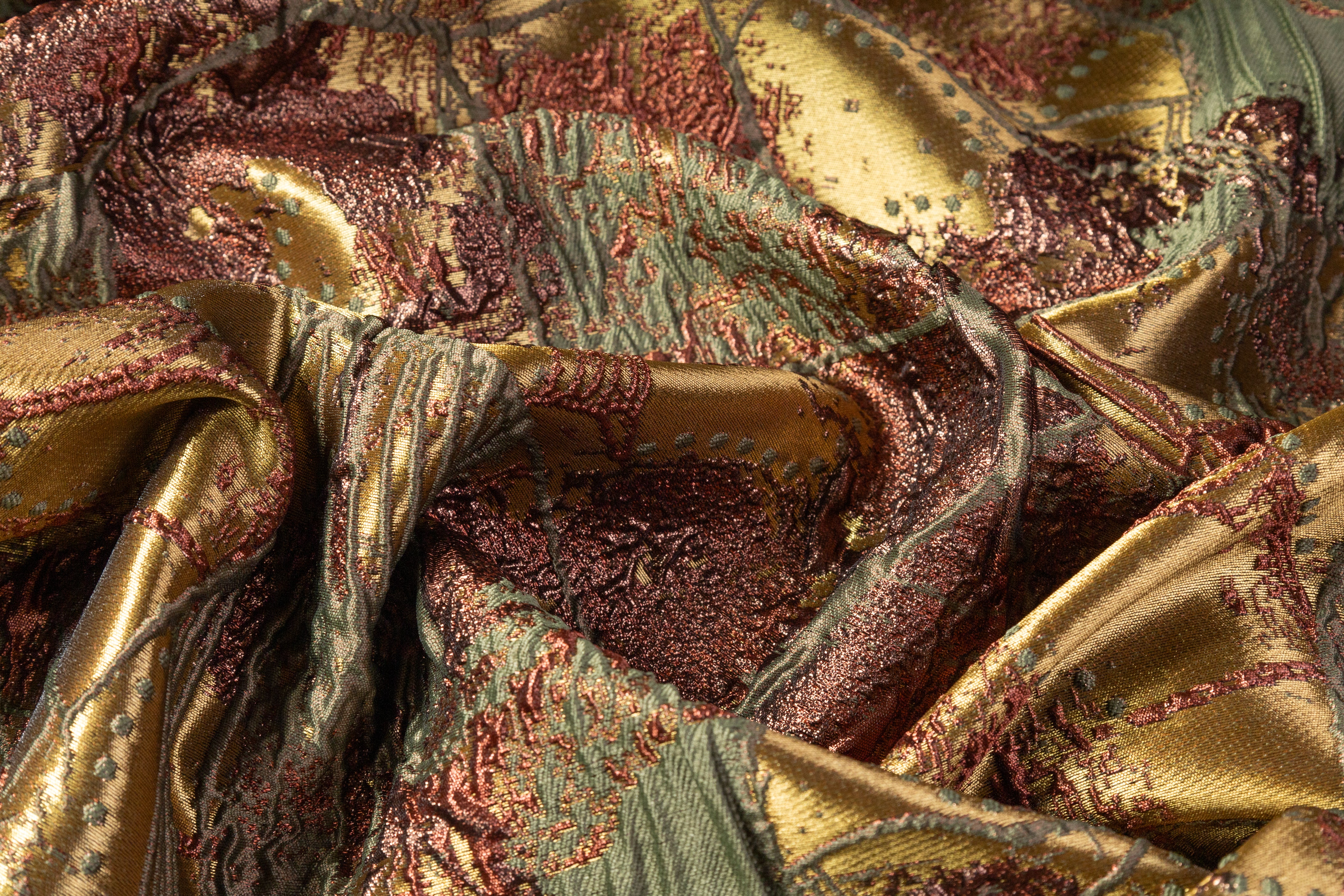 Abstract Metallic Cloqué Brocade - Brass / Brown