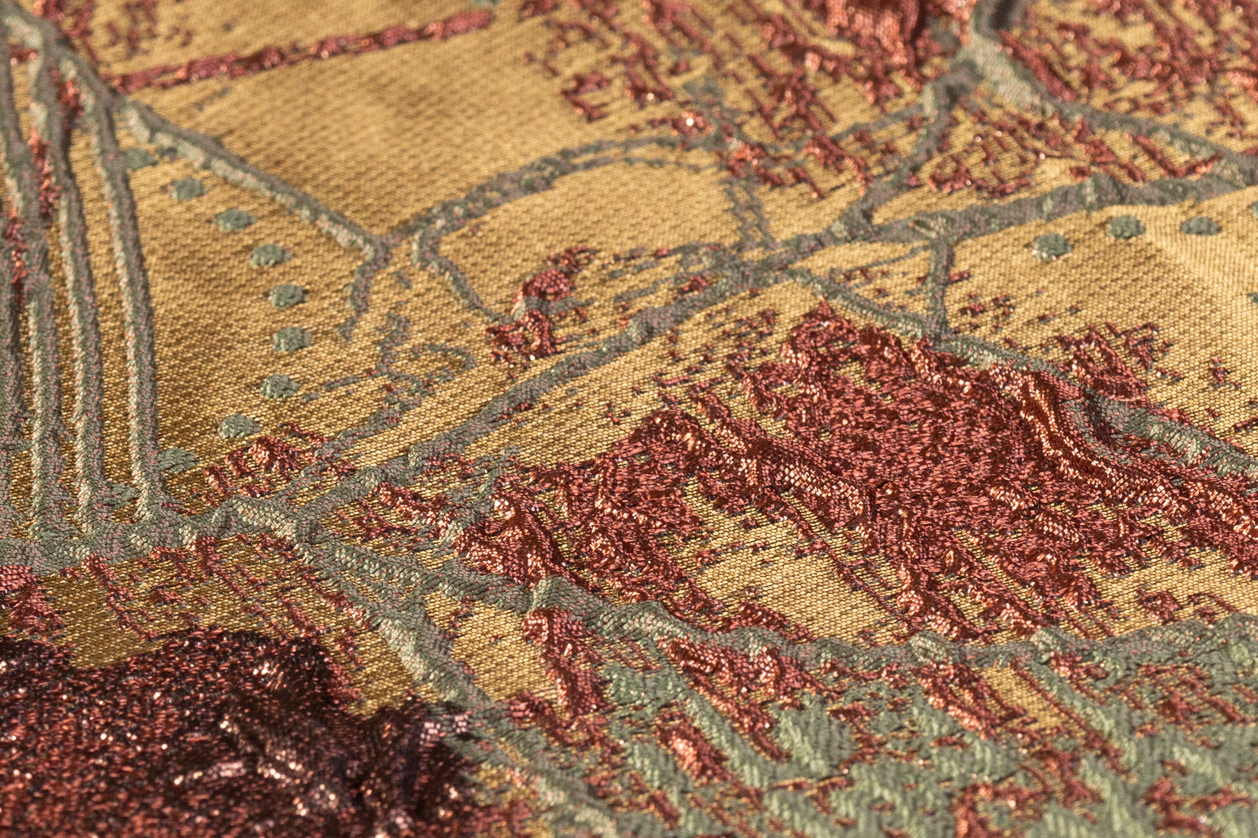 Abstract Metallic Cloqué Brocade - Brass / Brown