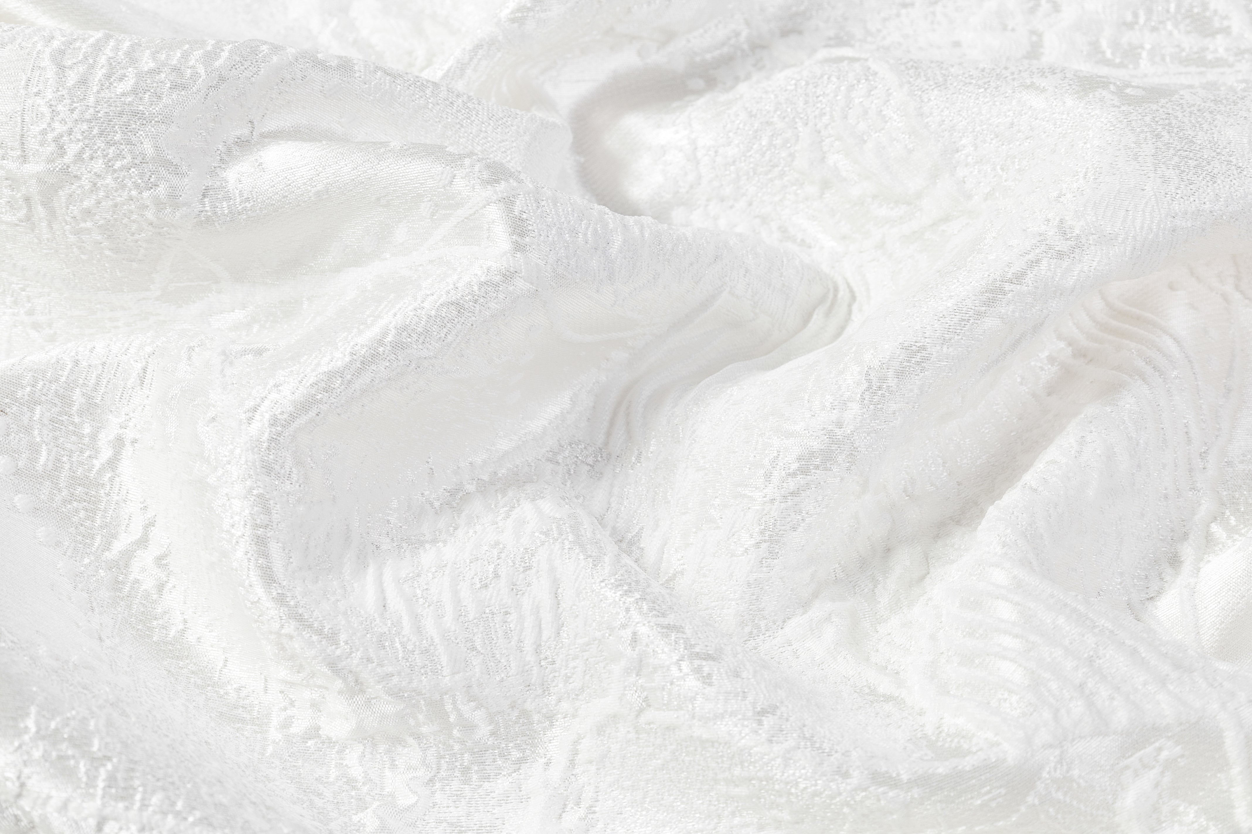 Abstract Metallic Cloqué Brocade - White