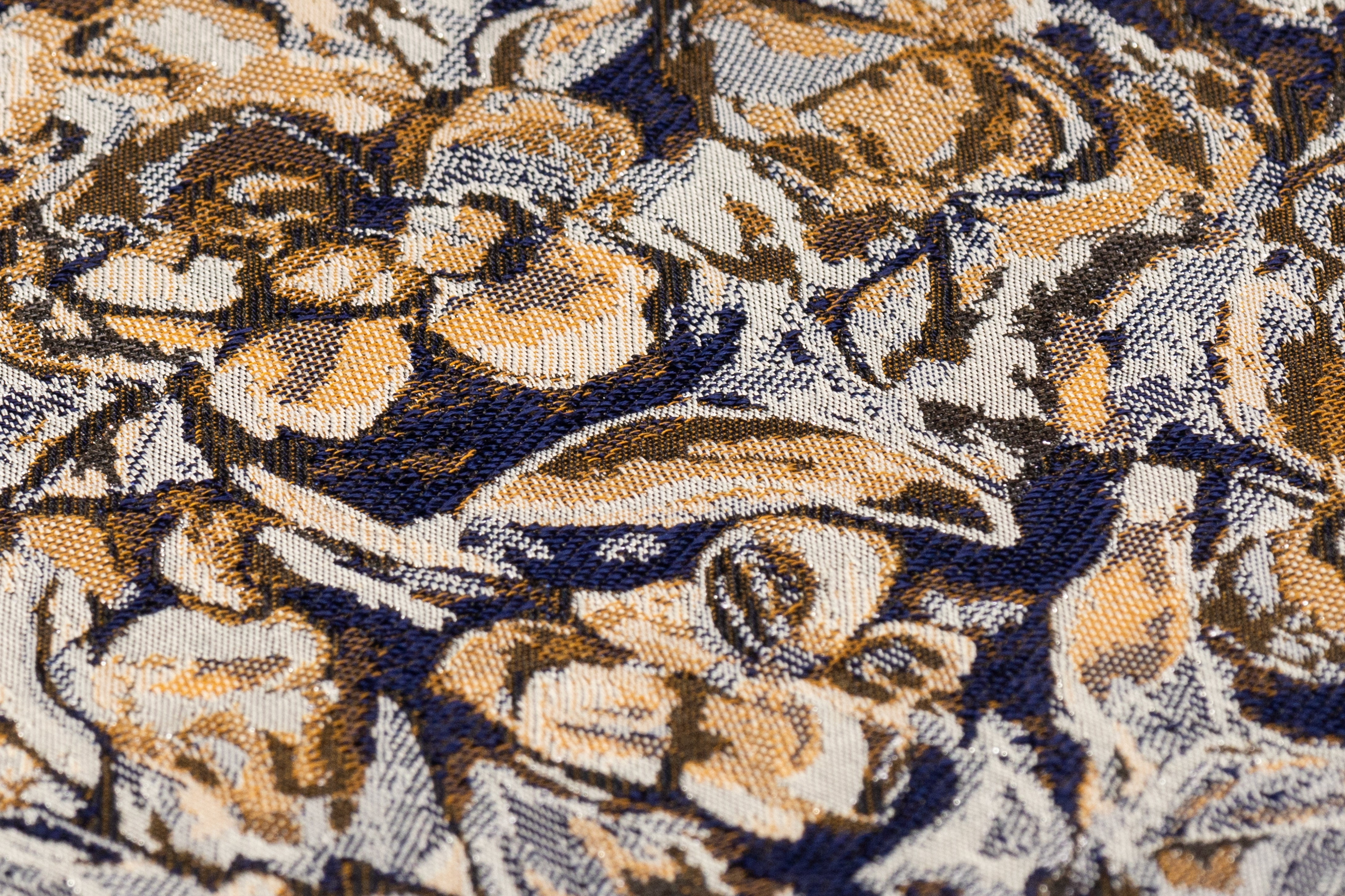 Abstract Metallic Italian Brocade - Blue / Beige