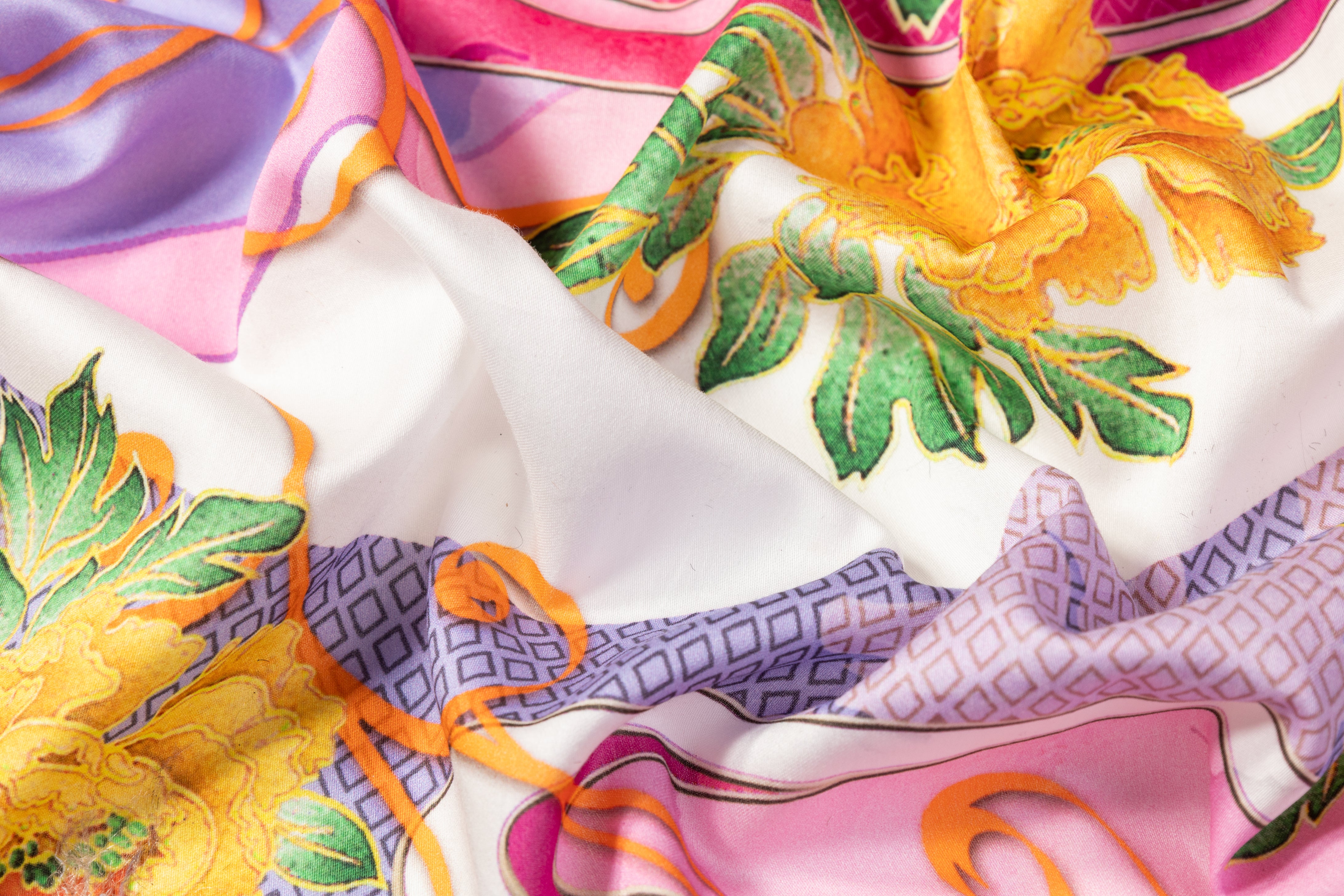 Floral Italian Cotton Sateen - Pink / Lilac