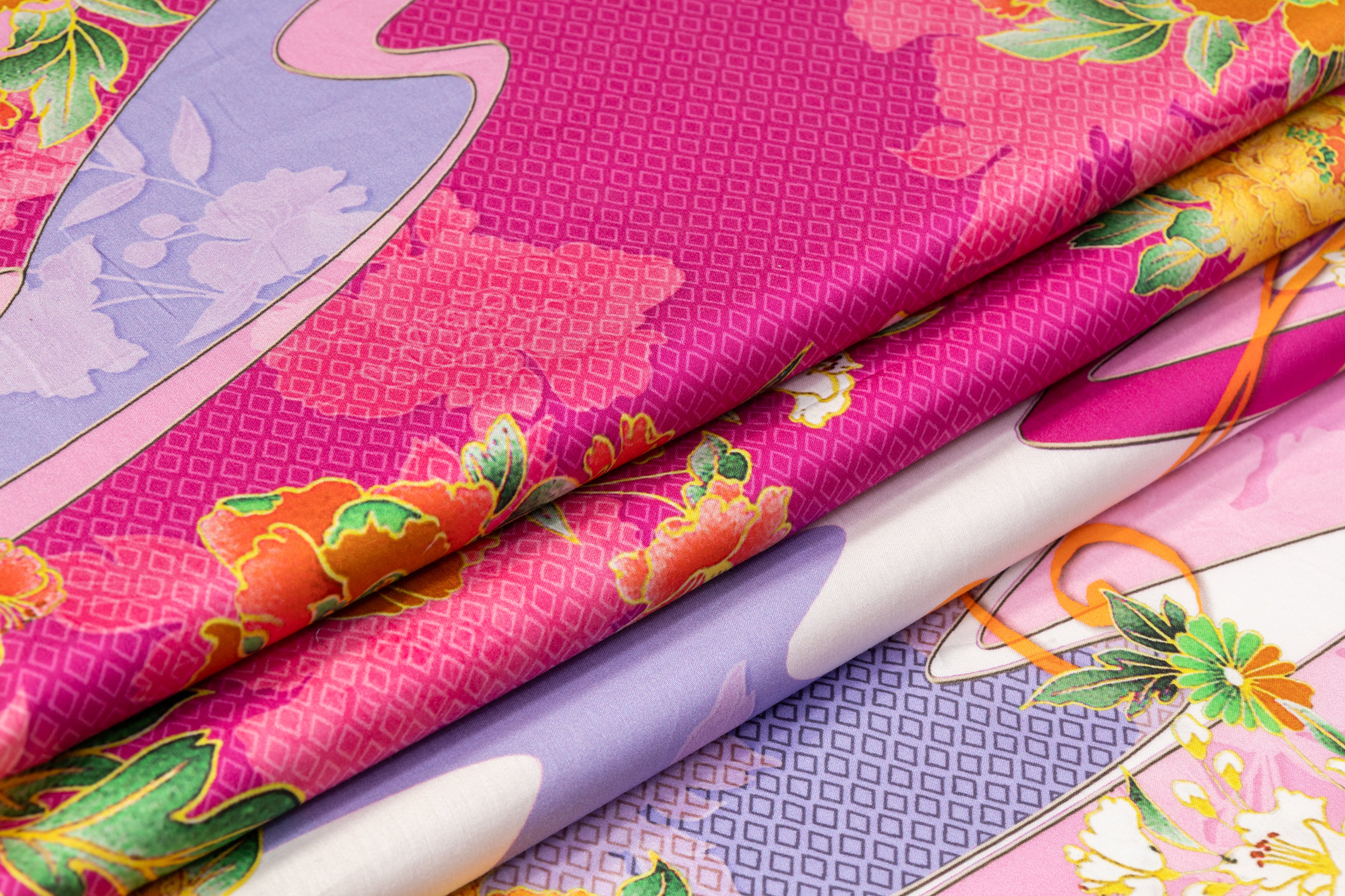 Floral Italian Cotton Sateen - Pink / Lilac