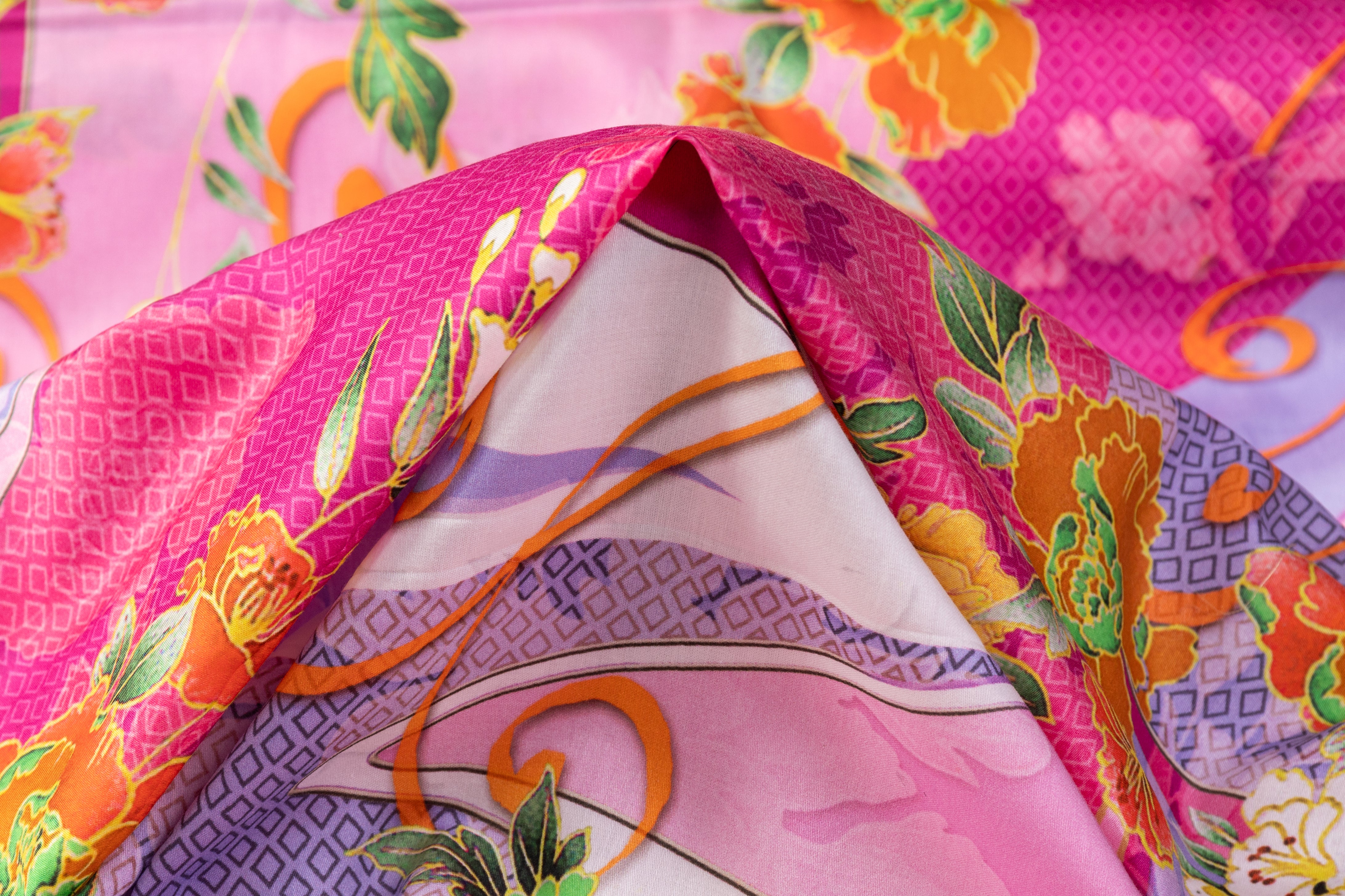 Floral Italian Cotton Sateen - Pink / Lilac