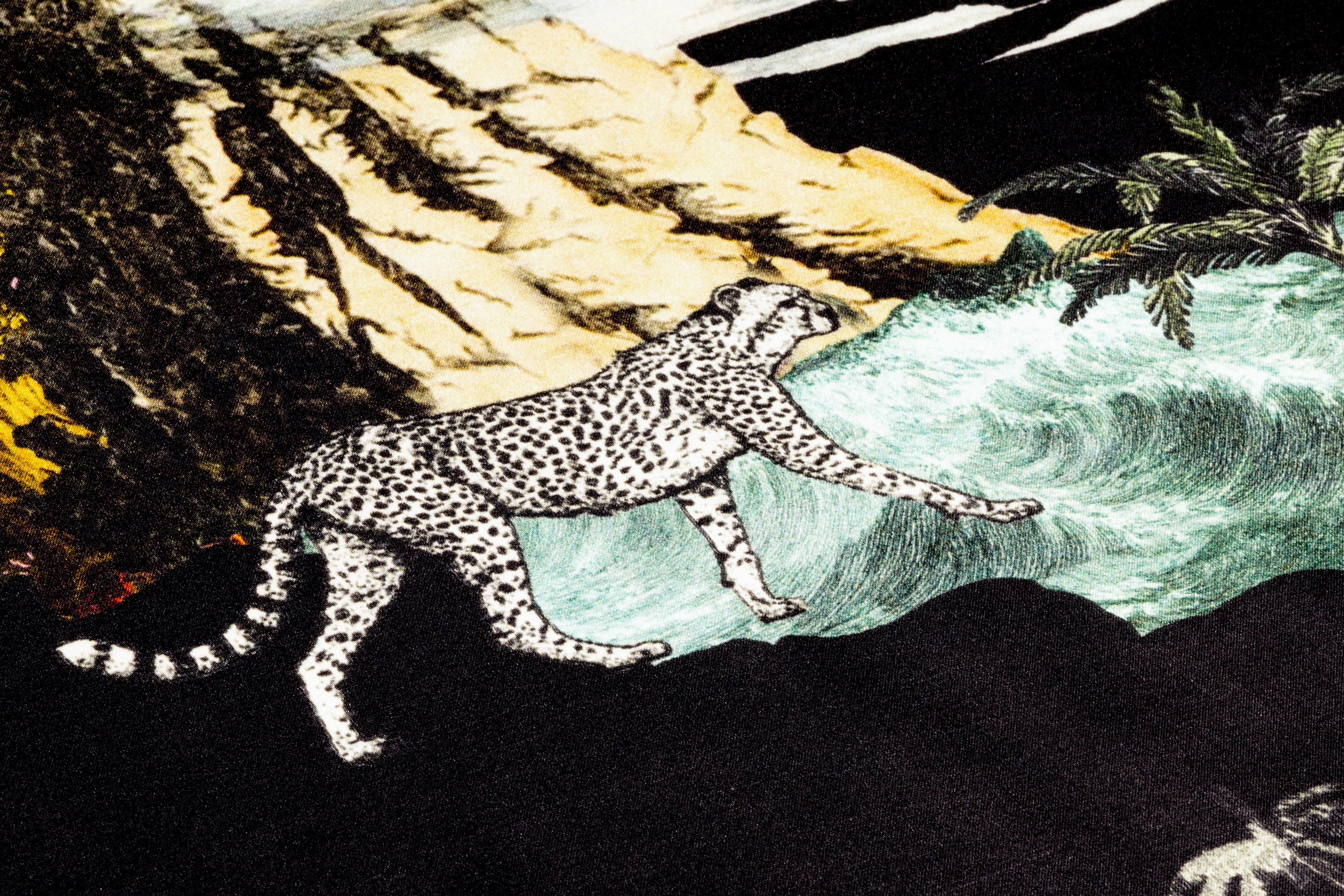 Jungle Toile Italian Silk Charmeuse - Black