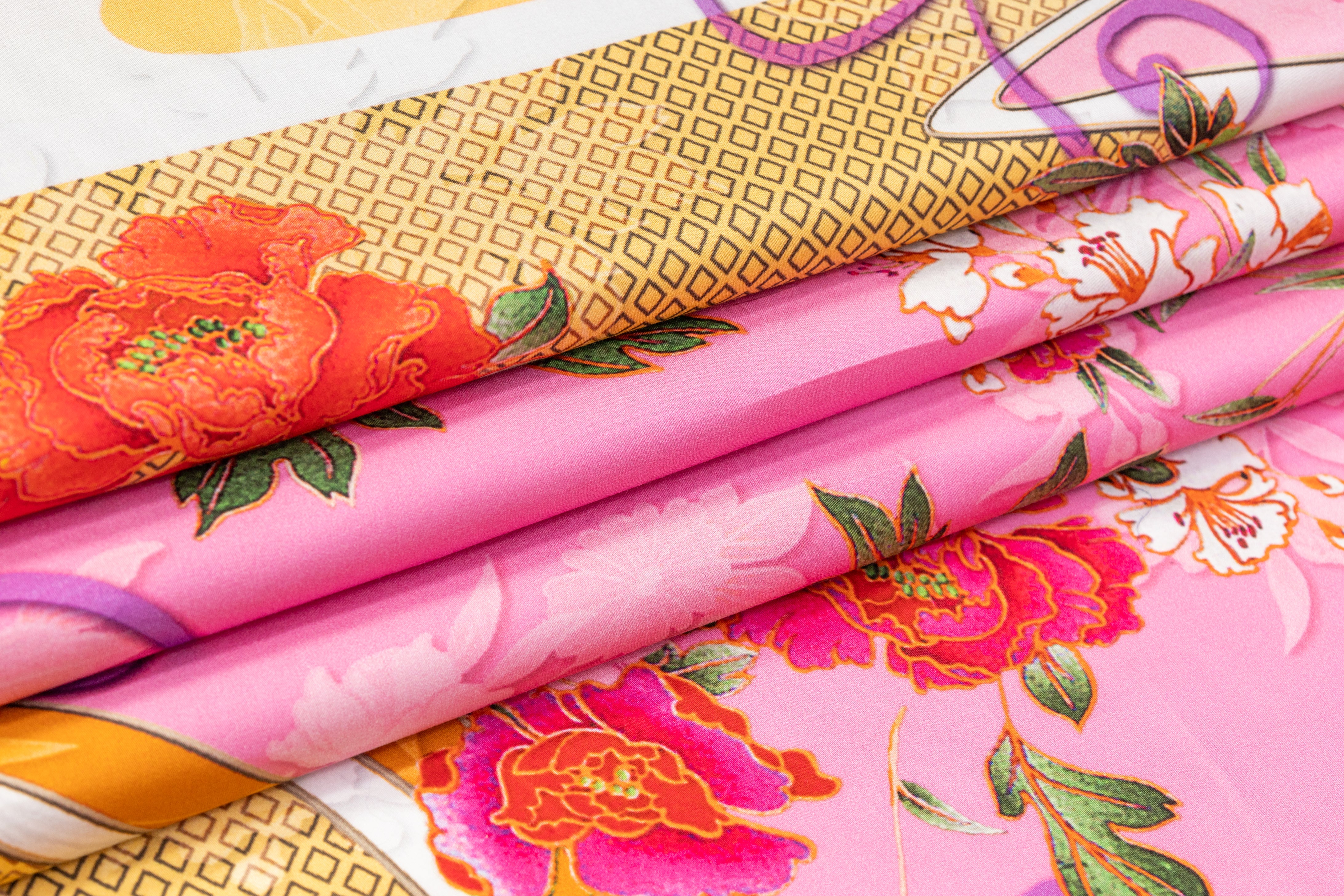 Floral Italian Cotton Sateen - Pink / Orange