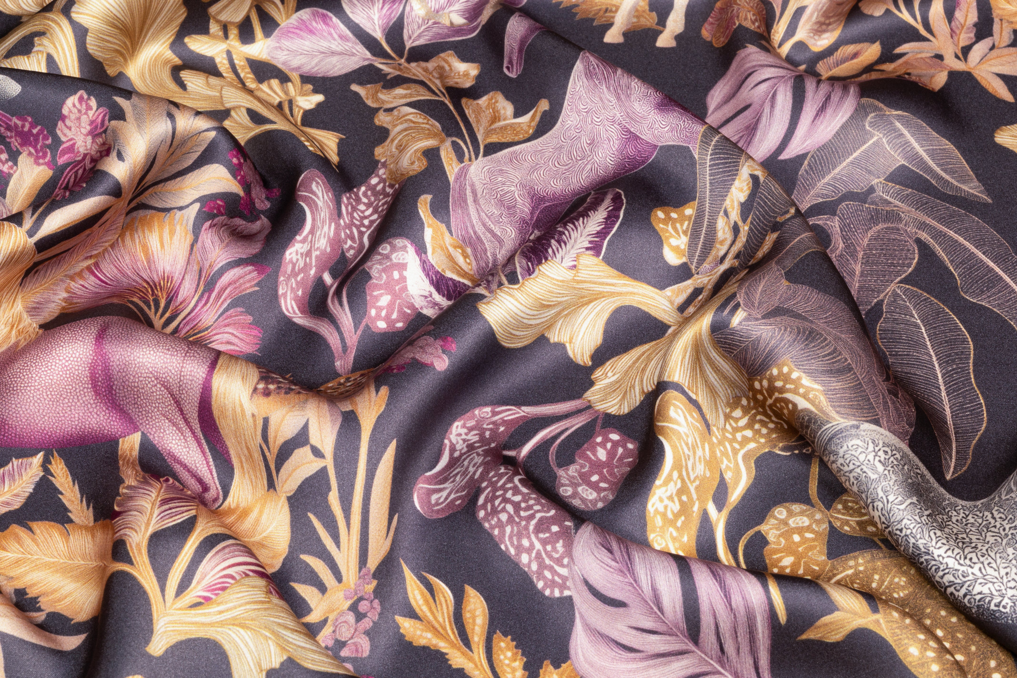 Midnight Pony Garden Italian Silk Charmeuse