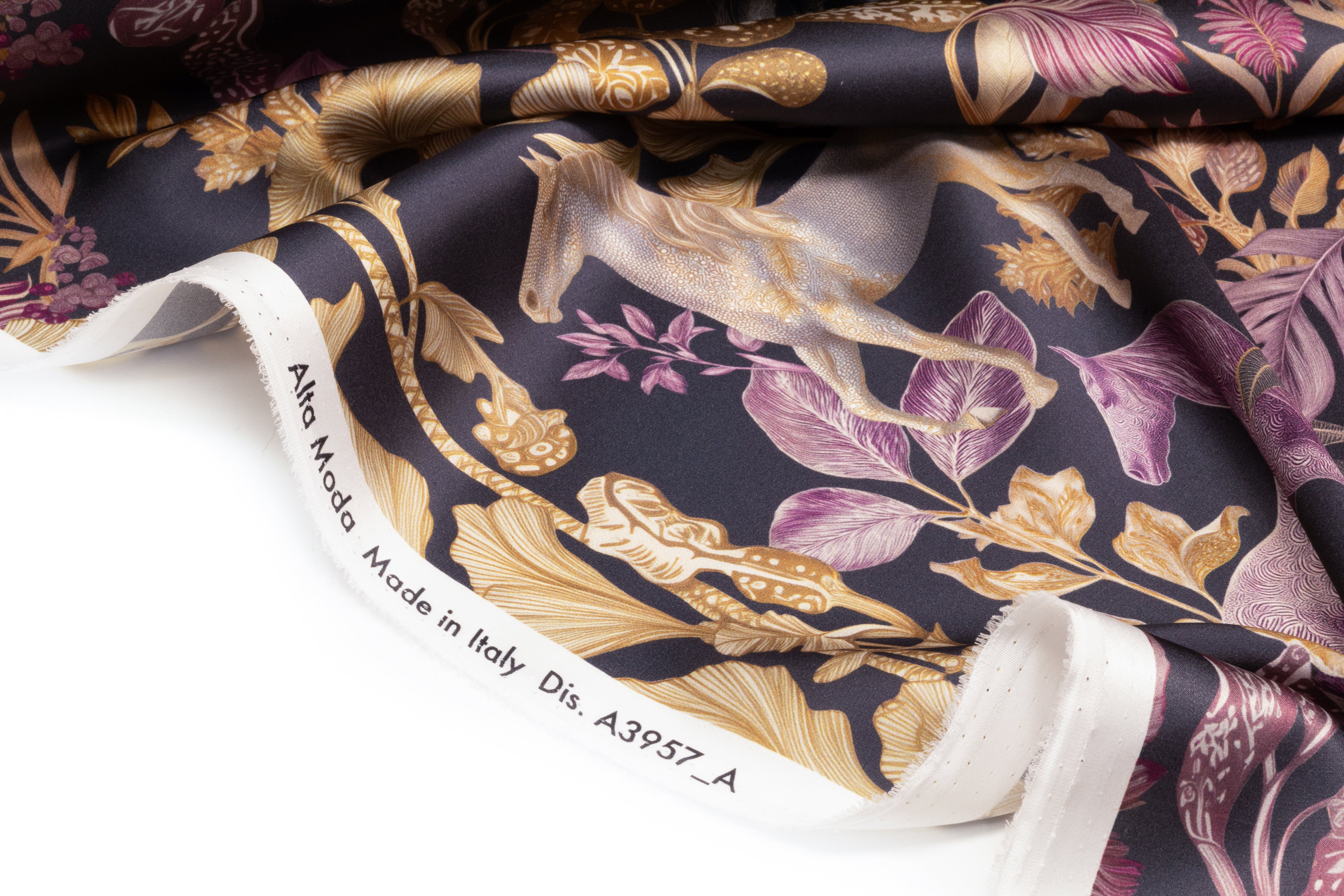 Midnight Pony Garden Italian Silk Charmeuse