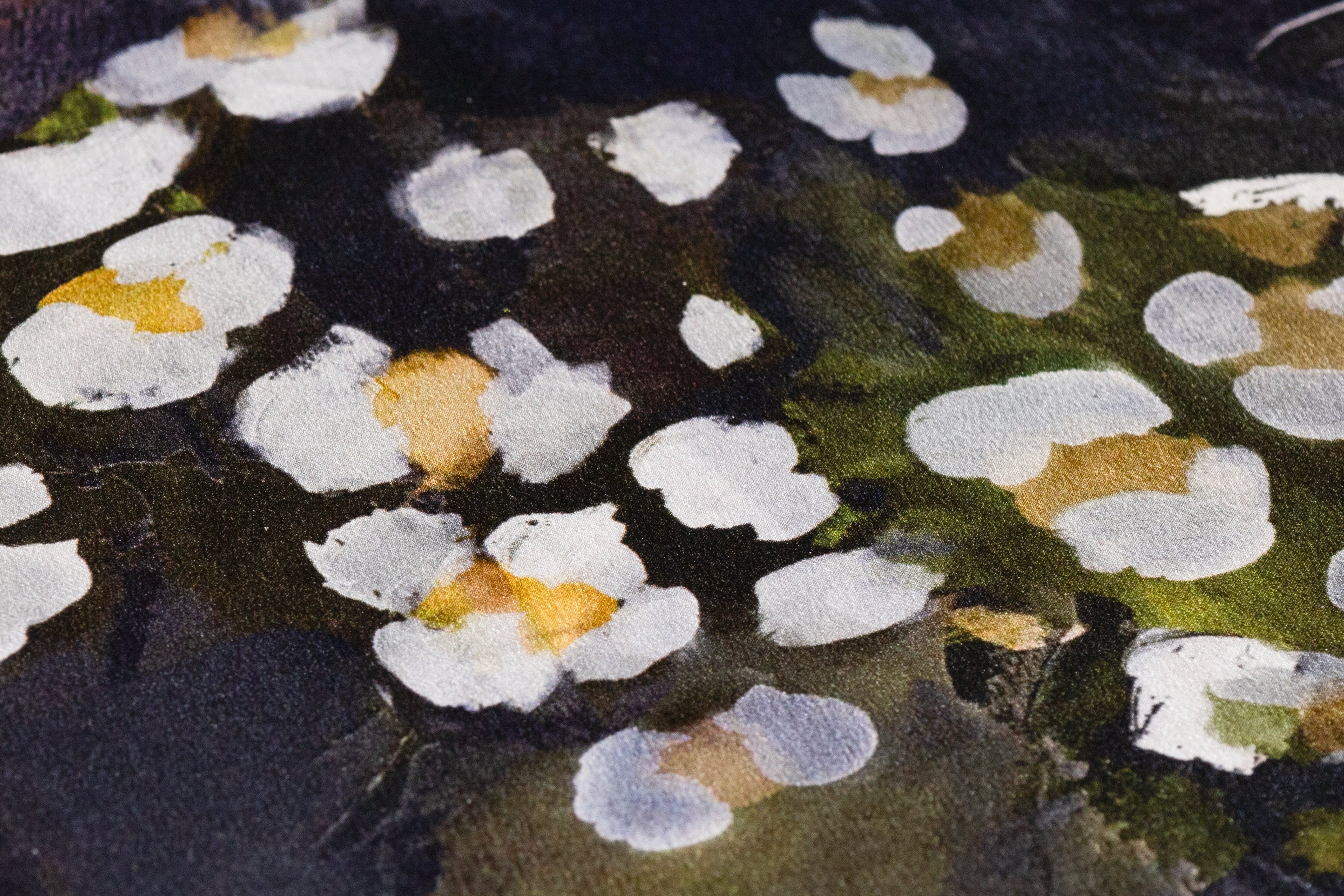 Floral Italian Silk Crepe Back Satin - Navy / Green / Gold