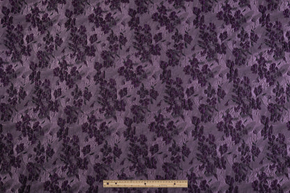Floral Crushed Metallic Italian Brocade - Purple
