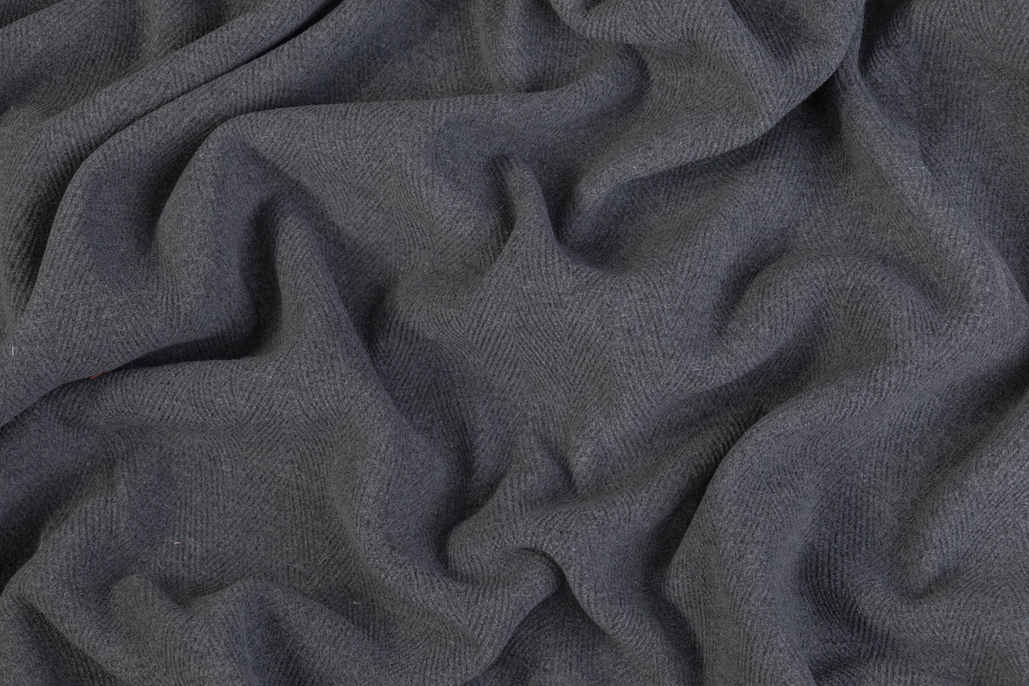 Double Faced Herringbone Wool Coating - Gray