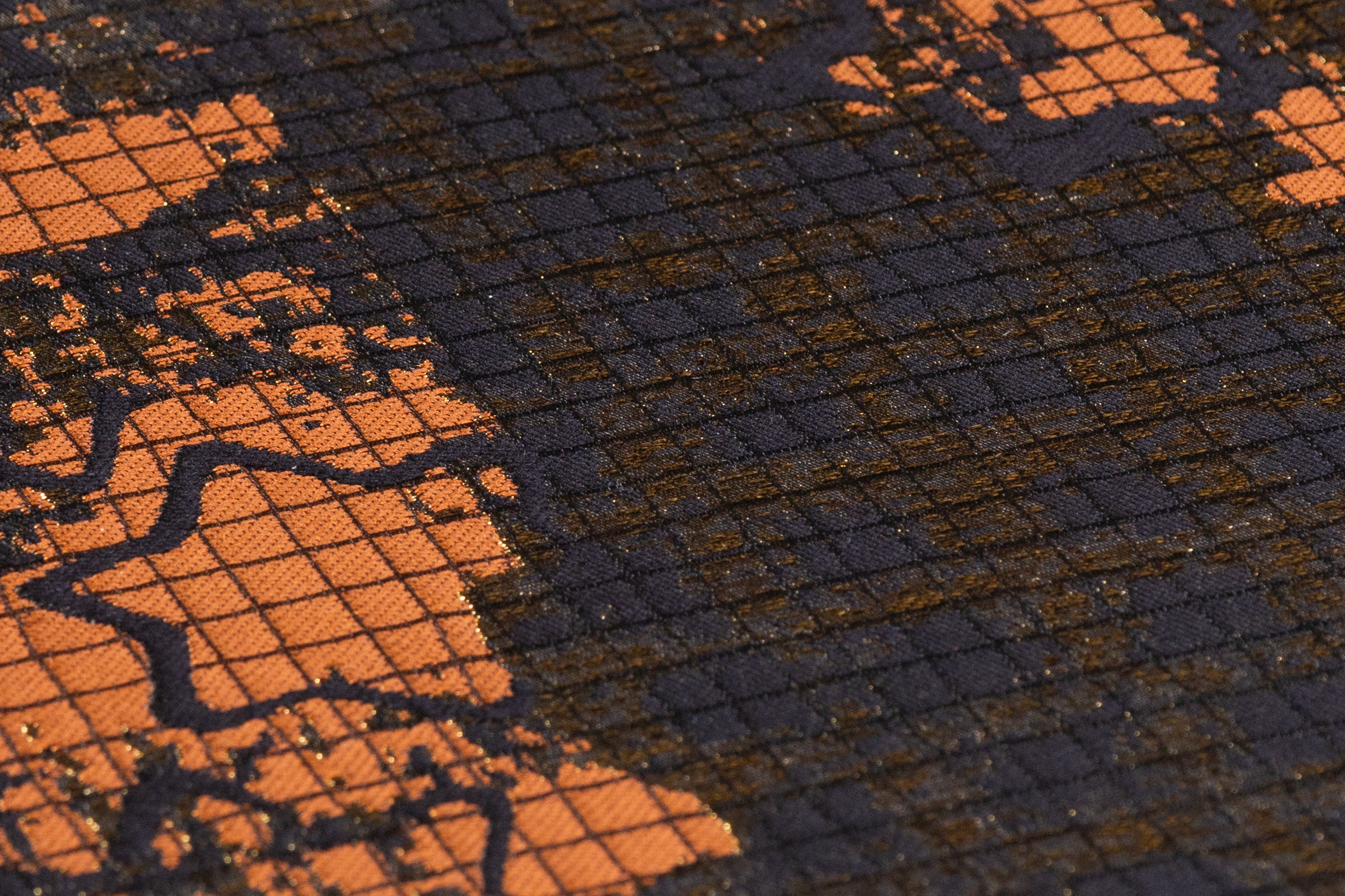 Star Metallic Italian Brocade - Black / Gold / Brown