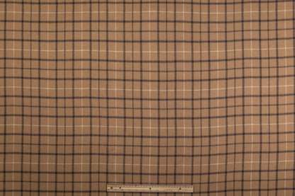 Double Faced Plaid Wool Coating - Camel