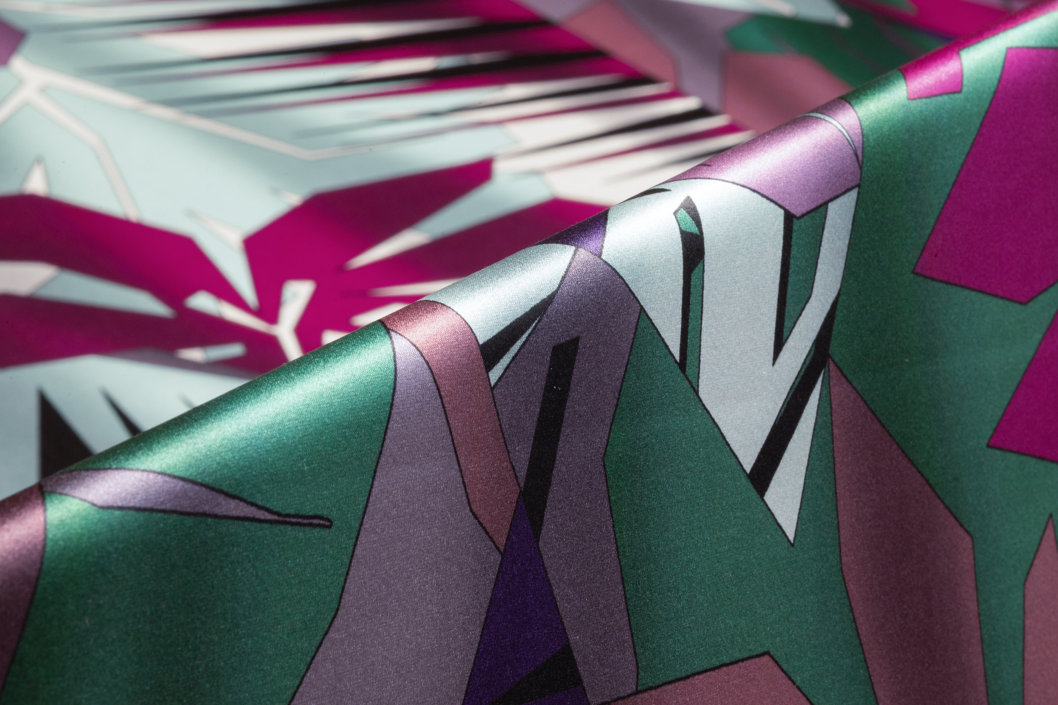 Geometric Floral Italian Silk Charmeuse - Multicolor