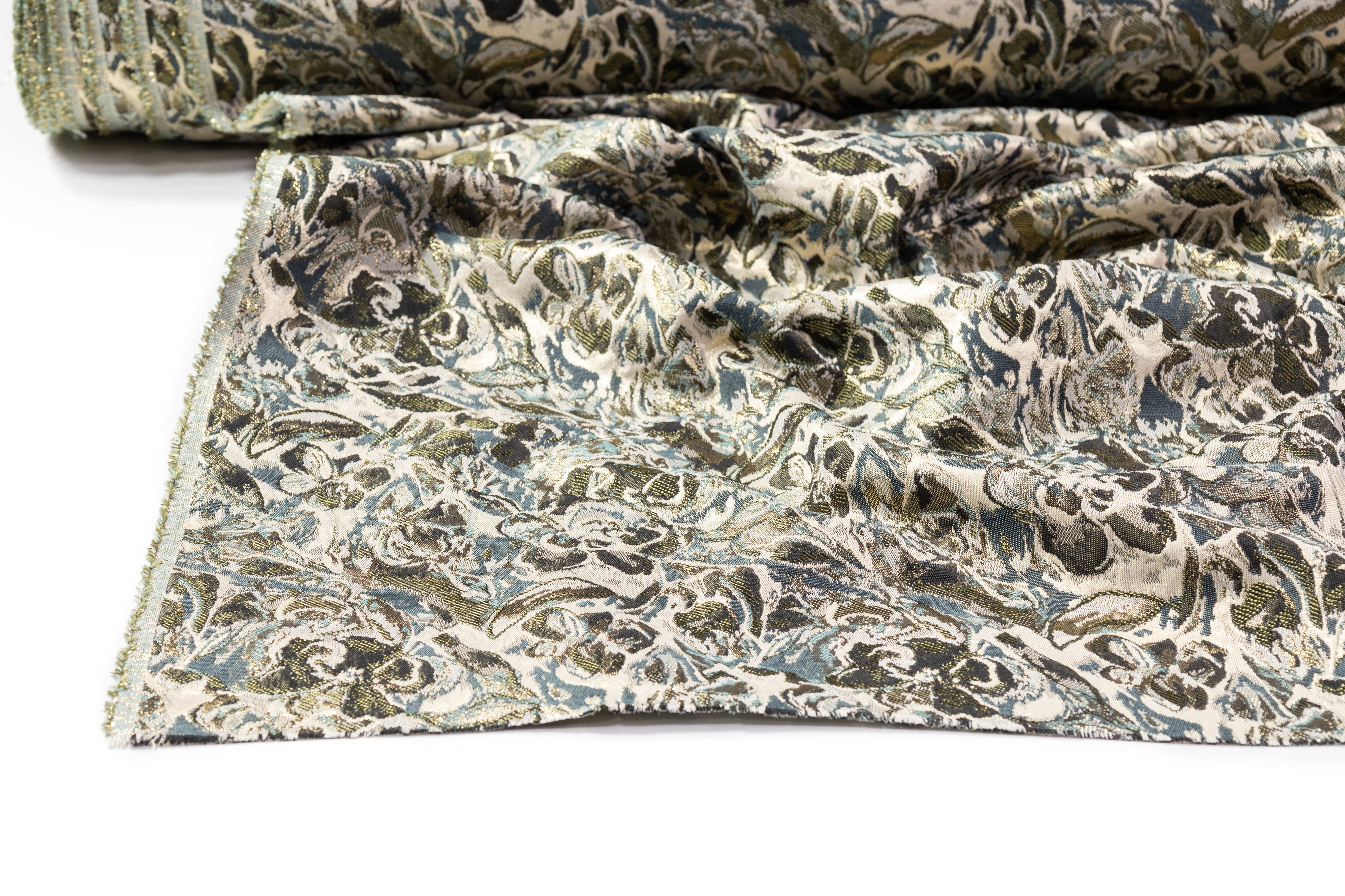 Abstract Metallic Italian Brocade - Green / Gold