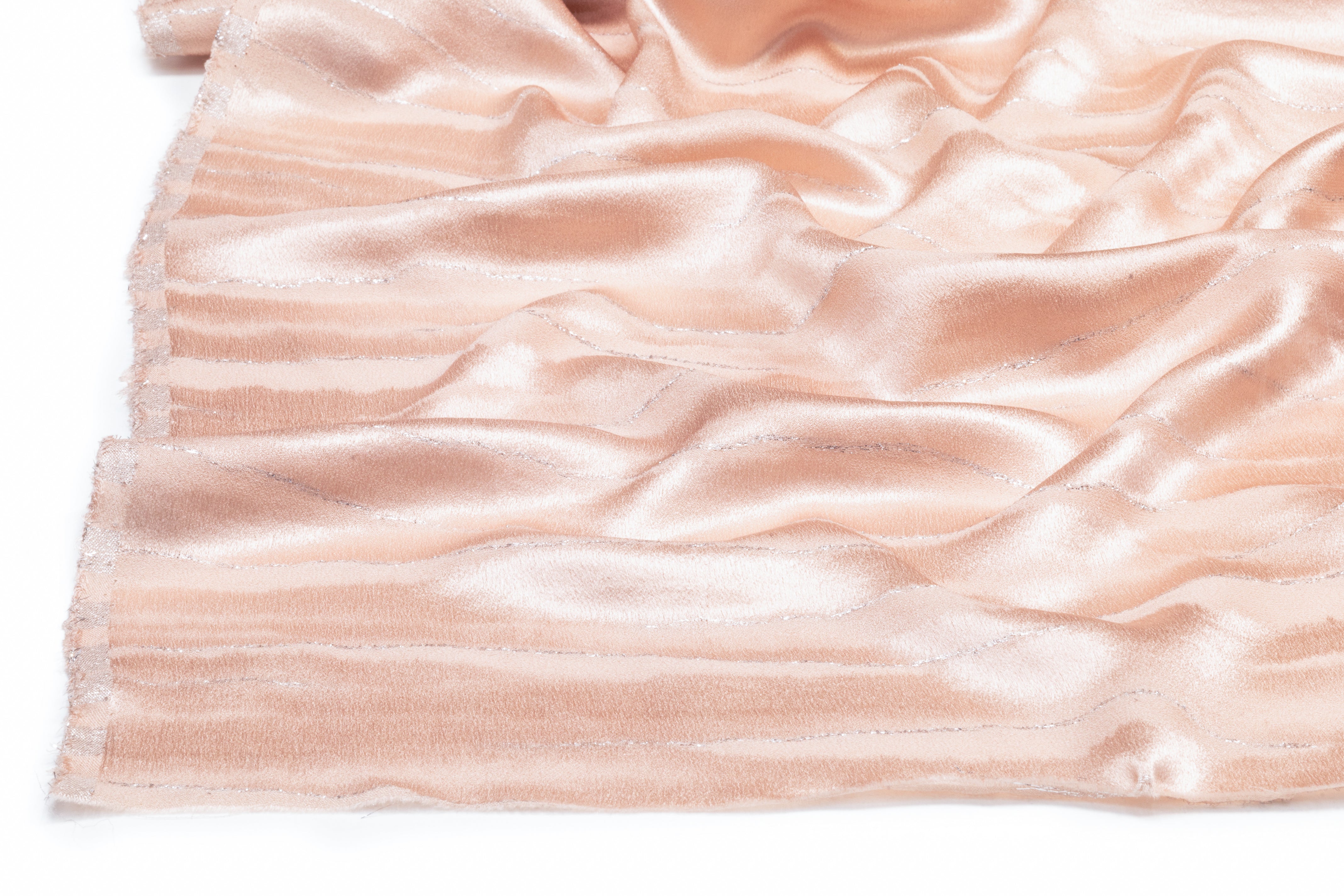 Metallic Italian Silk Jacquard - Blush / Silver