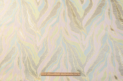 Abstract Metallic Matelassé Brocade - Gold / Pink / Green