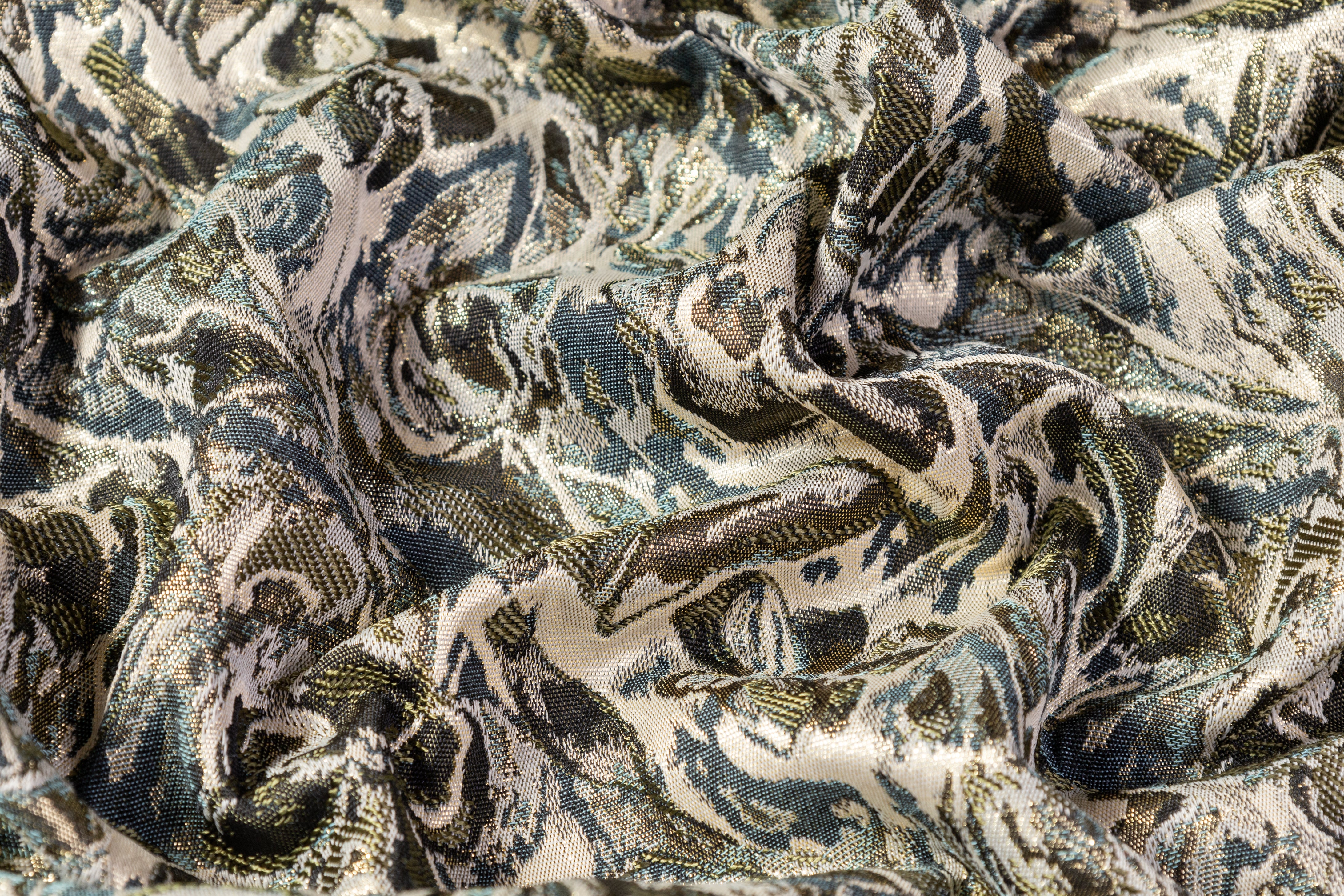 Abstract Metallic Italian Brocade - Green / Gold