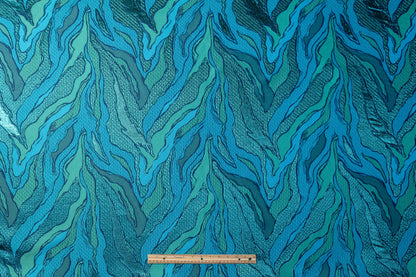 Abstract Metallic Matelassé Brocade - Blue / Green