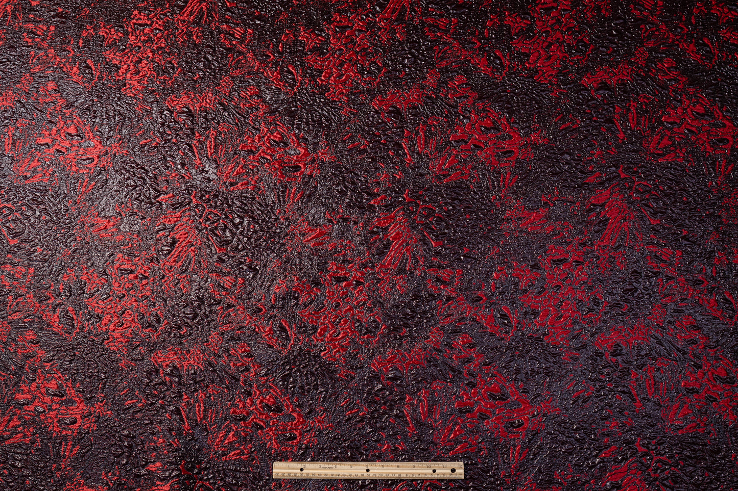 Abstract Metallic Cloqué Brocade - Red / Black
