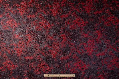 Abstract Metallic Cloqué Brocade - Red / Black