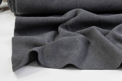 Double Faced Herringbone Wool Coating - Gray