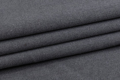 Double Faced Herringbone Wool Coating - Gray