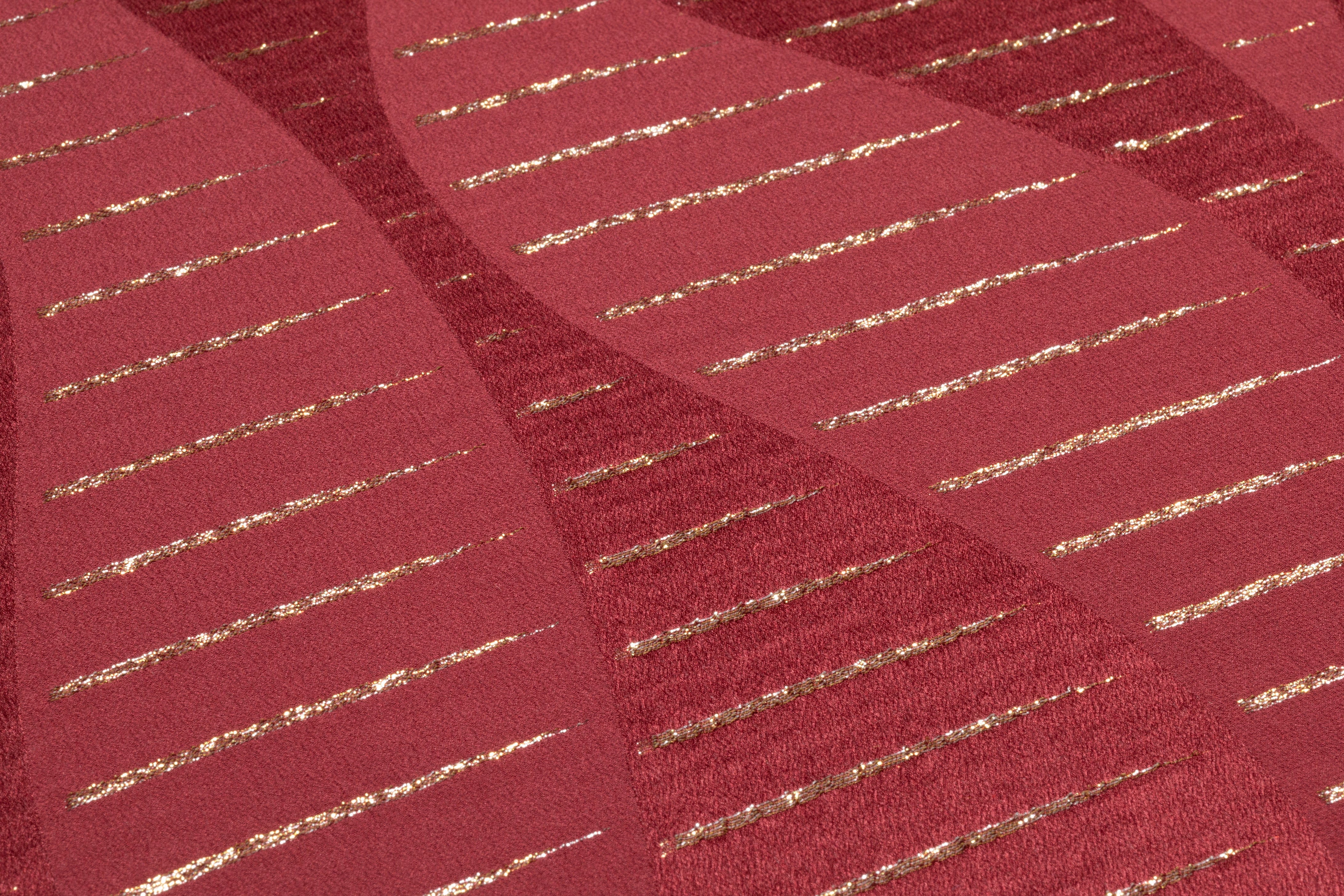 Metallic Italian Silk Jacquard - Burgundy / Gold