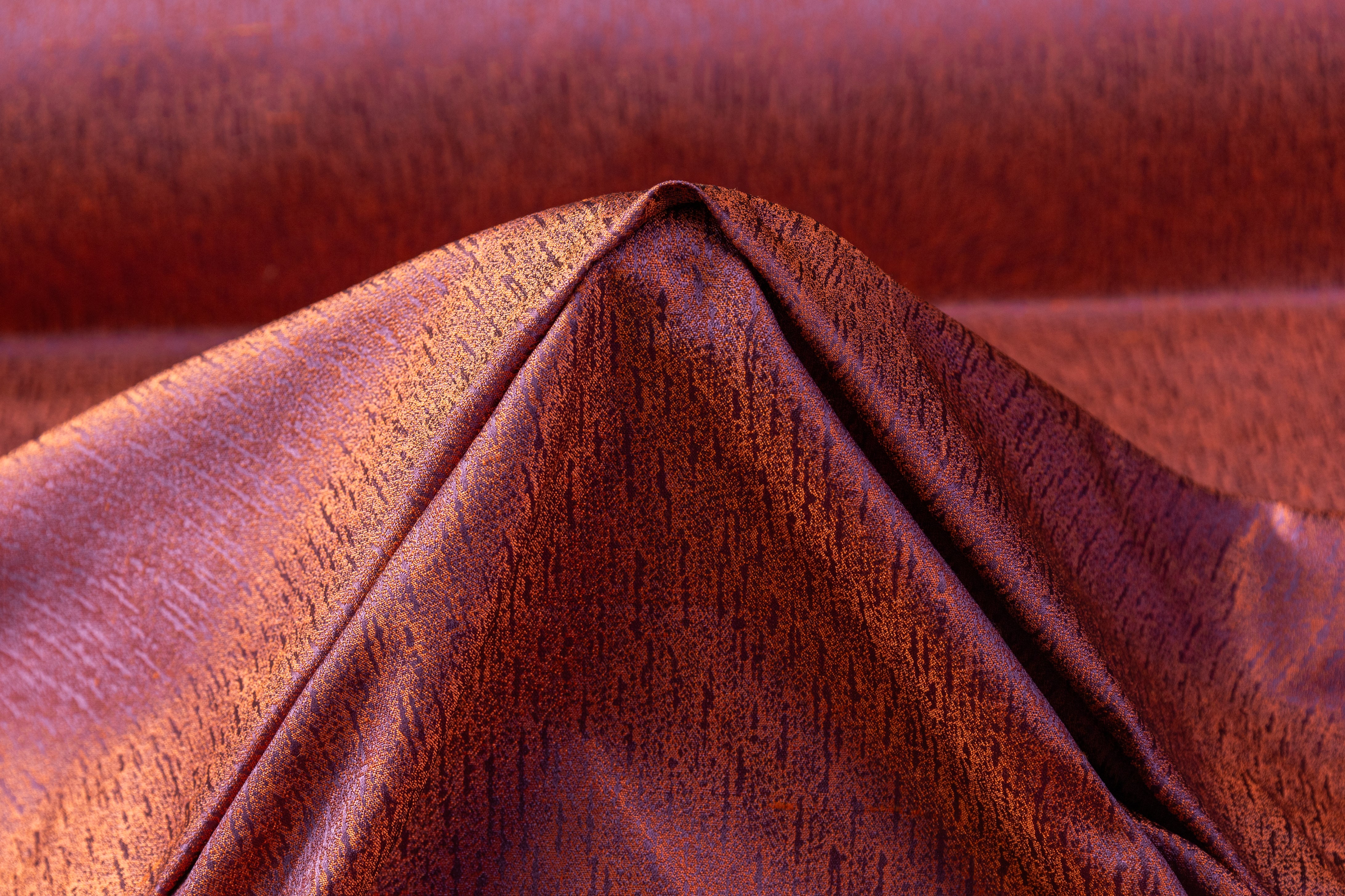 Iridescent Italian Silk Jacquard - Burnt Orange / Purple