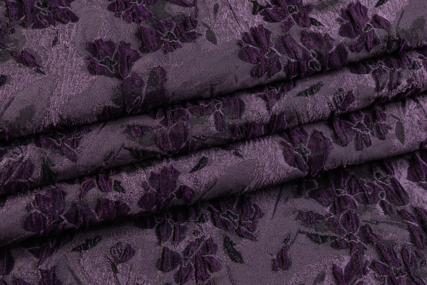 Floral Crushed Metallic Italian Brocade - Purple
