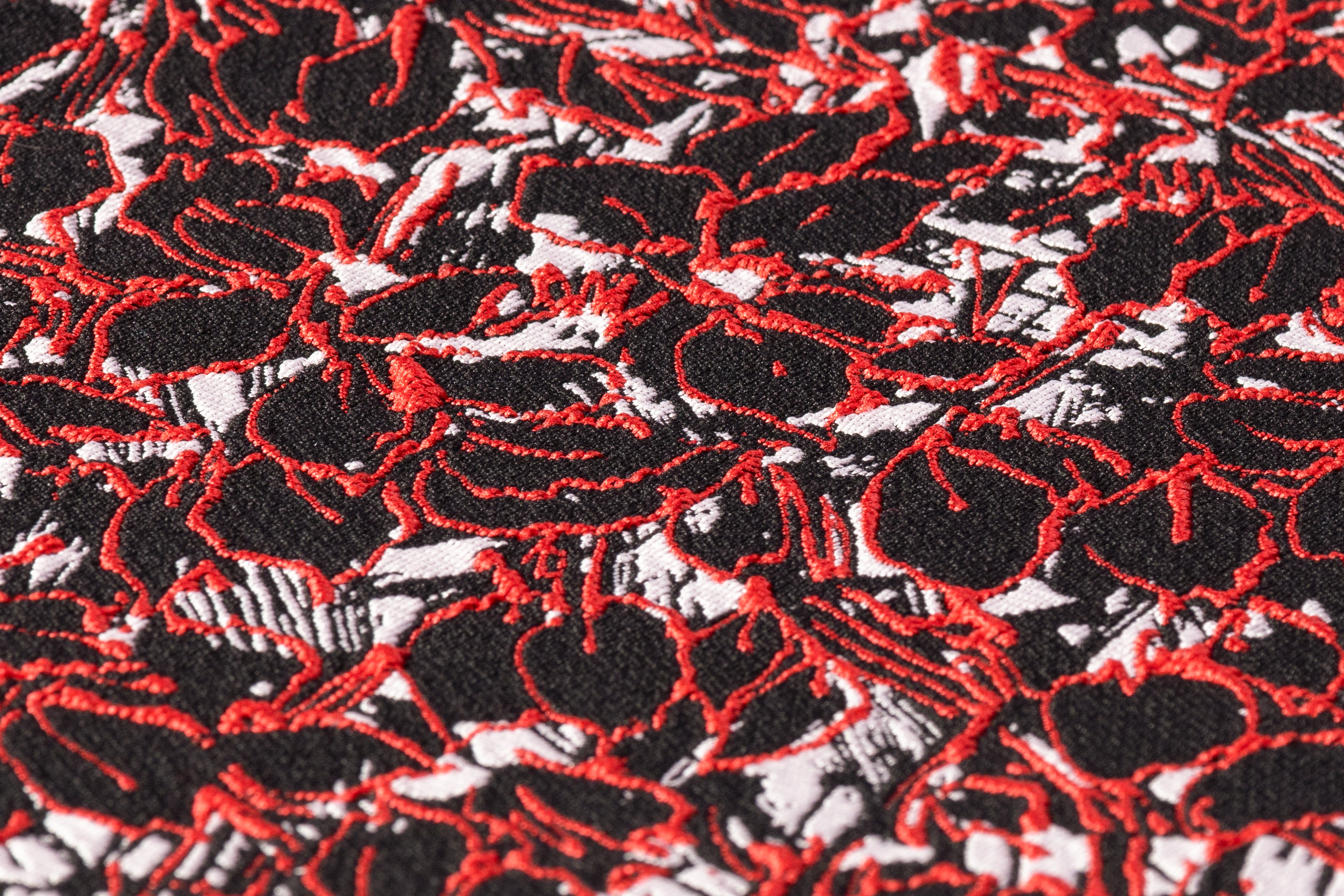 Abstract Italian Stretch Brocade - Red / Black