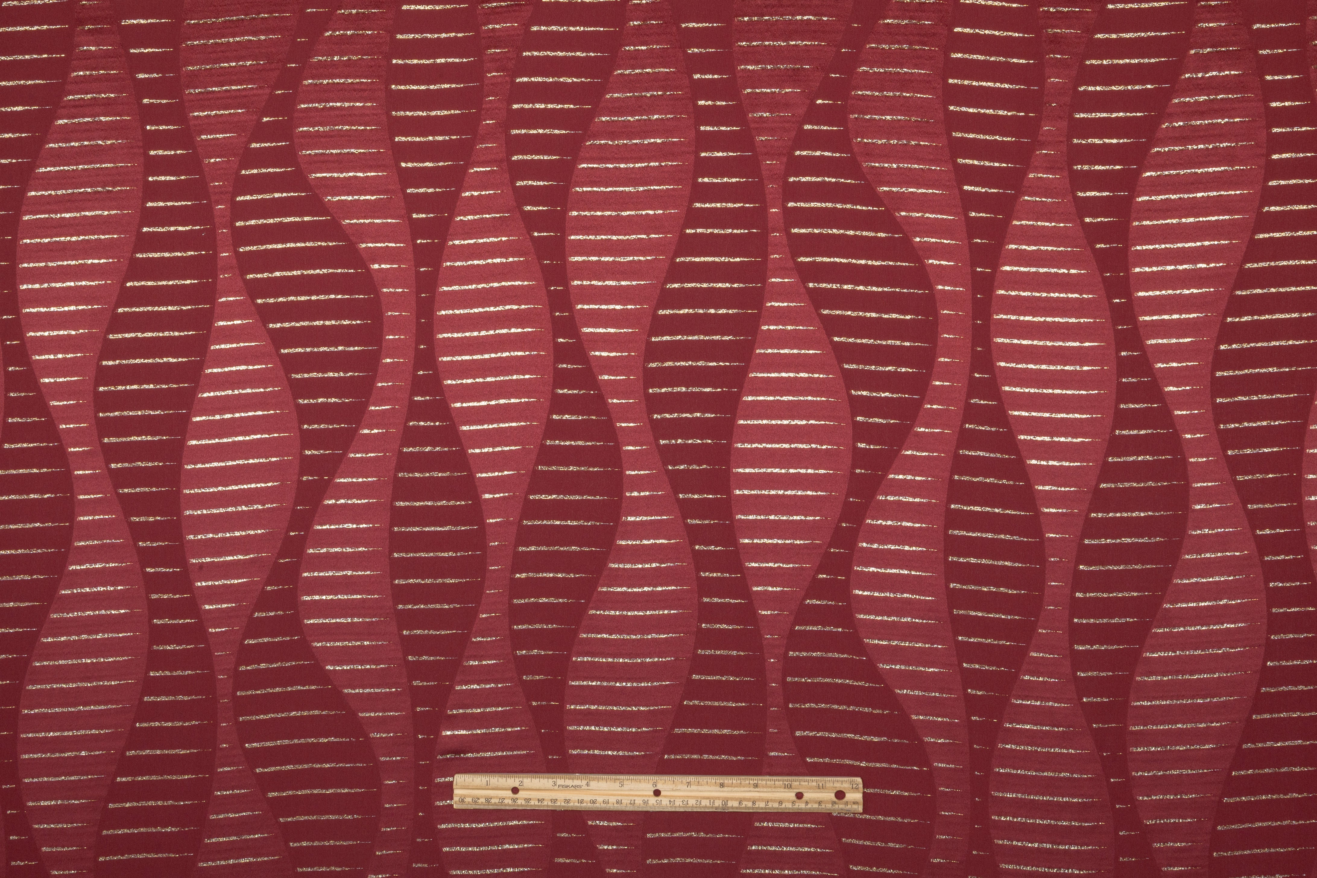 Metallic Italian Silk Jacquard - Burgundy / Gold
