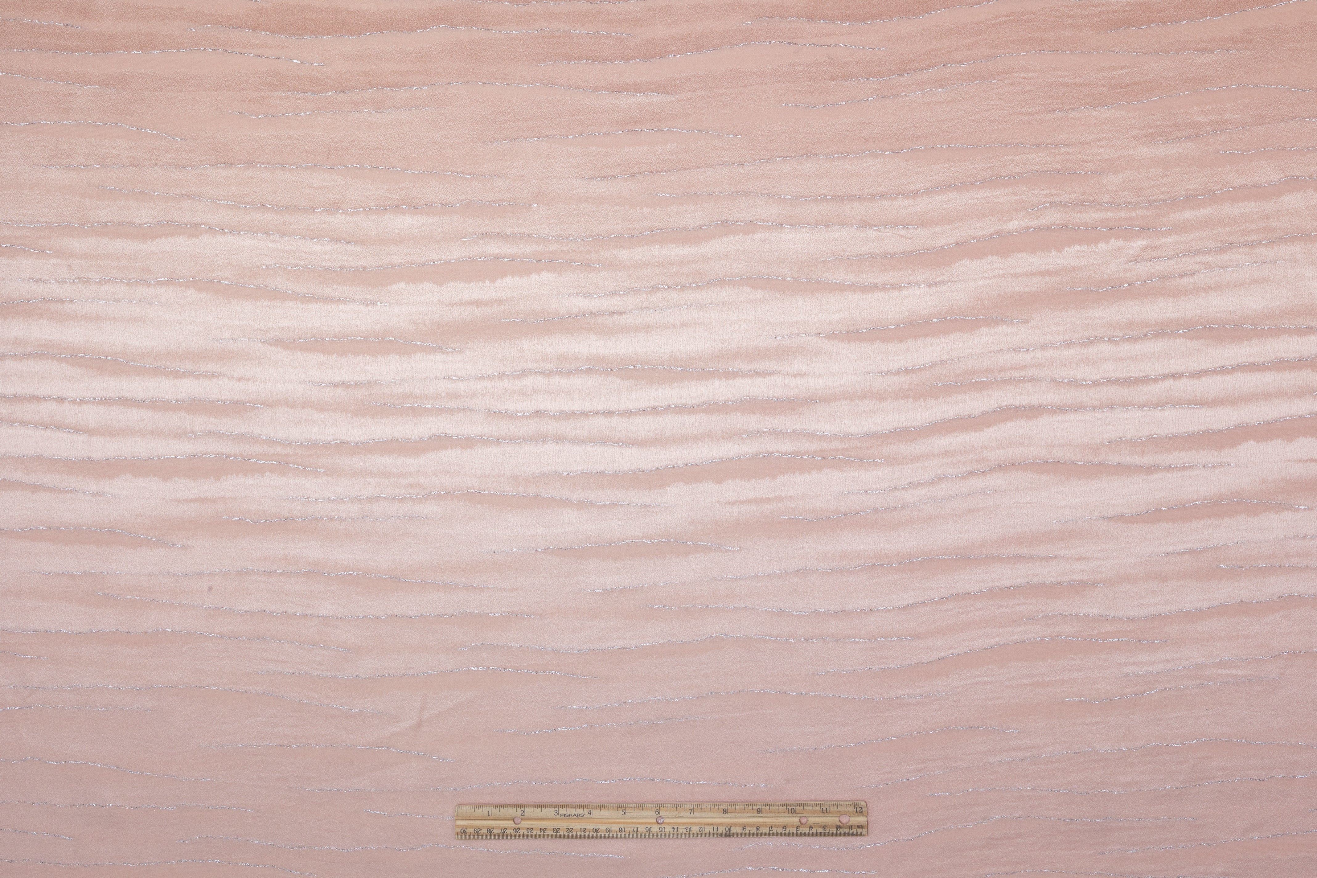 Metallic Italian Silk Jacquard - Blush / Silver