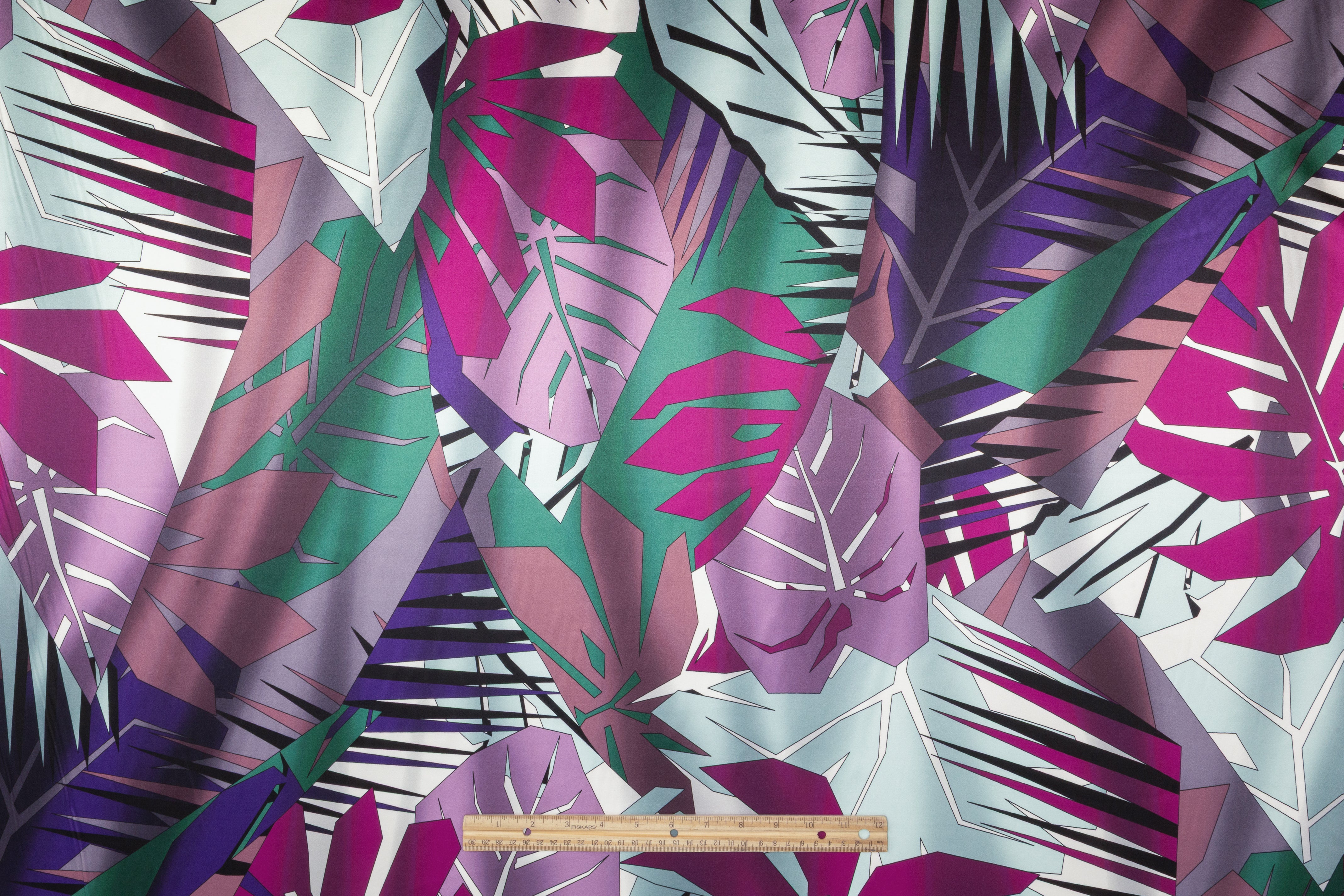 Geometric Floral Italian Silk Charmeuse - Multicolor